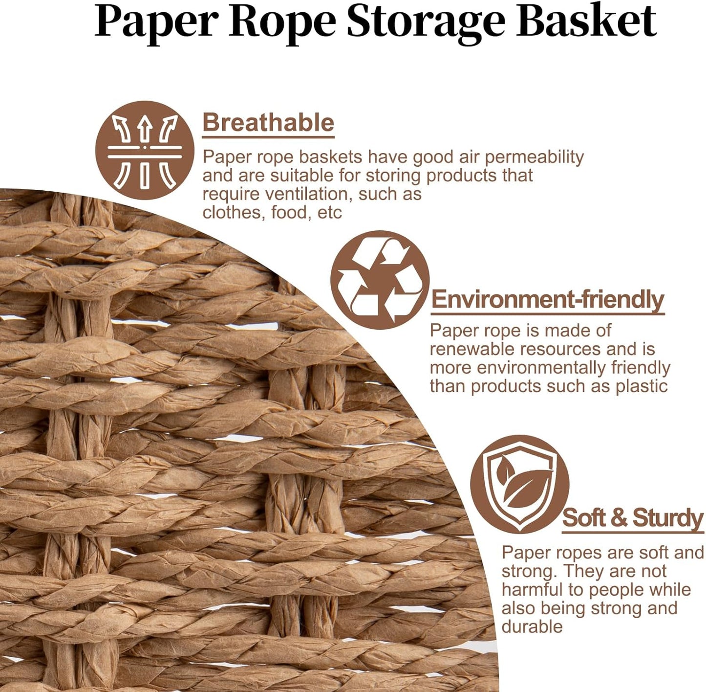 OIAHOMY Toilet Paper Baskets Handmade Paper Rope Decorative Wicker Storage Tank Shelf Cabinet Organizer for Bathroom Home, Set of 2, Yellow