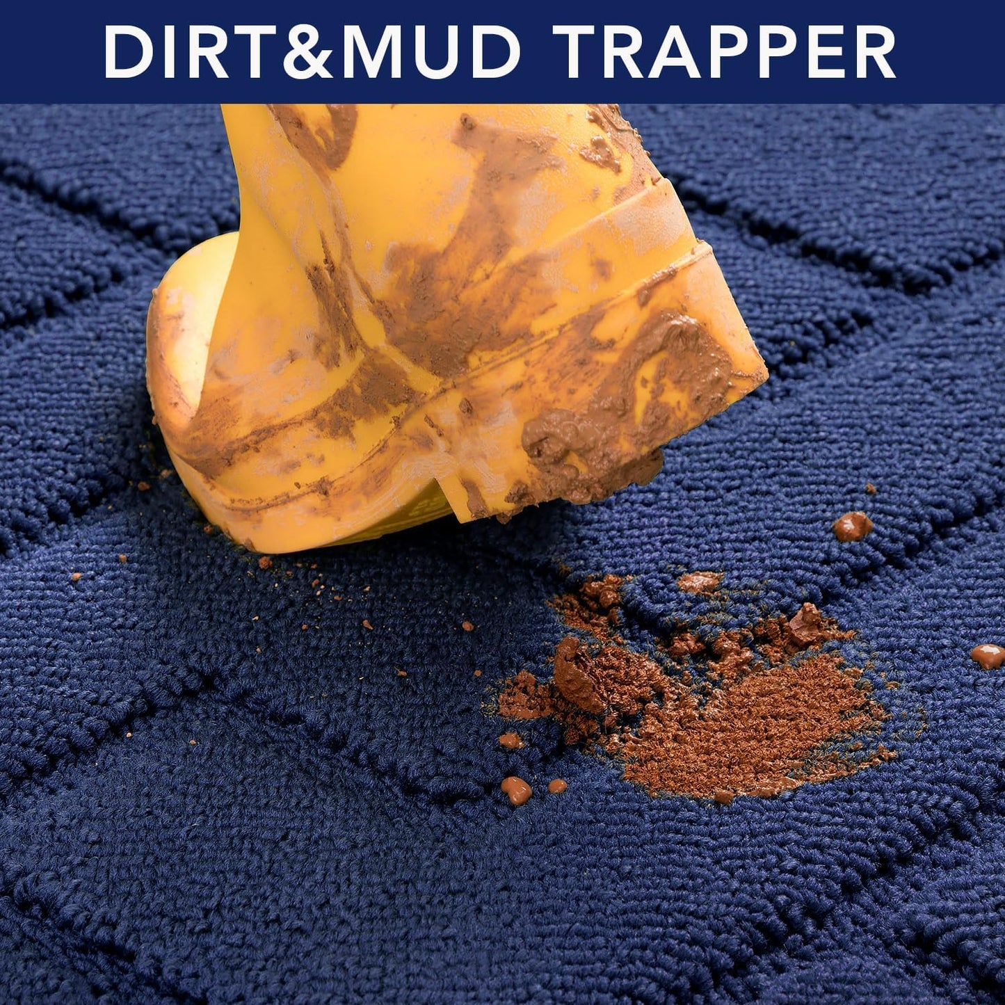 hicorfe Indoor Door Mat,Non Slip Door Mats,32"x48" Front Back Door Mat Rubber Backing,Absorbent Resist Dirt Entrance Inside Floor Mats for Entryway Washable Low-Profile(Navy Blue)