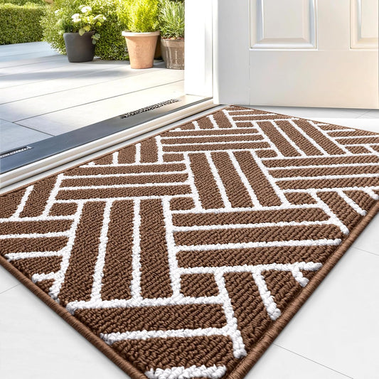 OLANLY Indoor Door Mat, 36x24 Inch, Dirt Resistant and Absorbent, Non-Slip Rubber Backing Floor Mats, Easy Clean Low-Profile Doormat for Entryway, Front Door, and Inside Entrance, Coffee