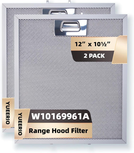 W10169961A 5 Layer Aluminum Mesh Range Hood Filter Replacement 12" x 10.5" for Whirlpool Vent Hood Filter Oven Overhead Exhaust Fan 2 pack