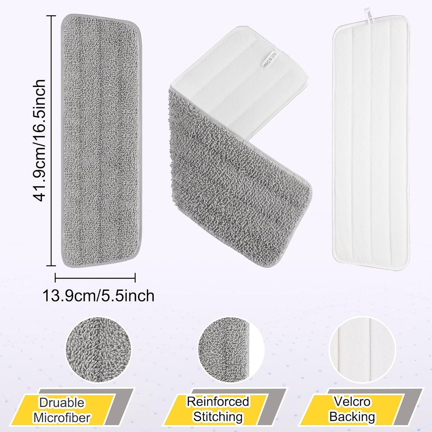 8 Pack 16.5 inch Reusable Mop Pads Microfiber Spray Mop Replacement Heads for Wet/Dry Mops Compatible with Bona Floor Care System (4 Color Mops)