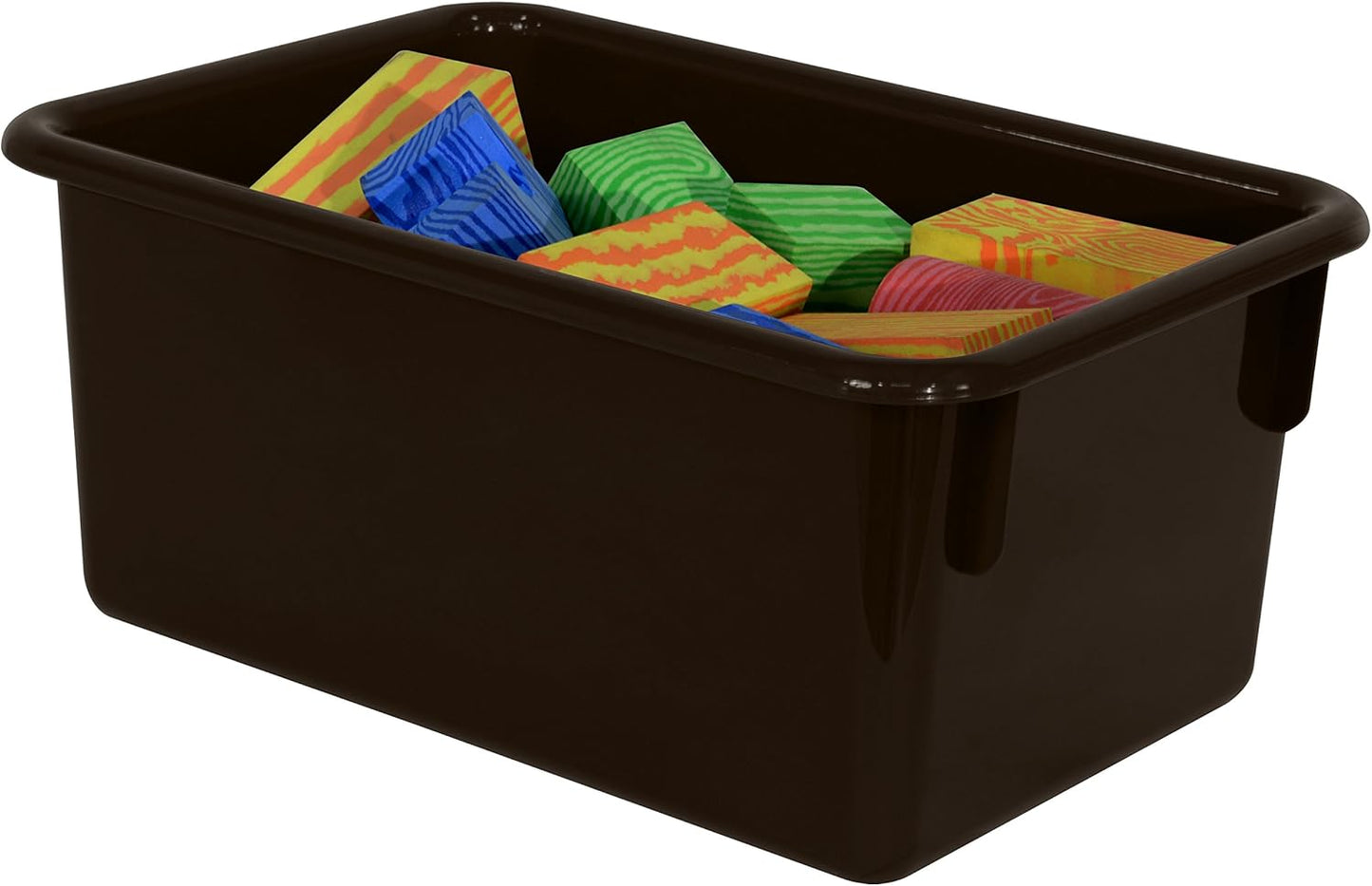 Wood Designs Cubby Storage Bin, Heavy Duty Plastic Containers for Kids Brown Cubby Tray Set of 25
