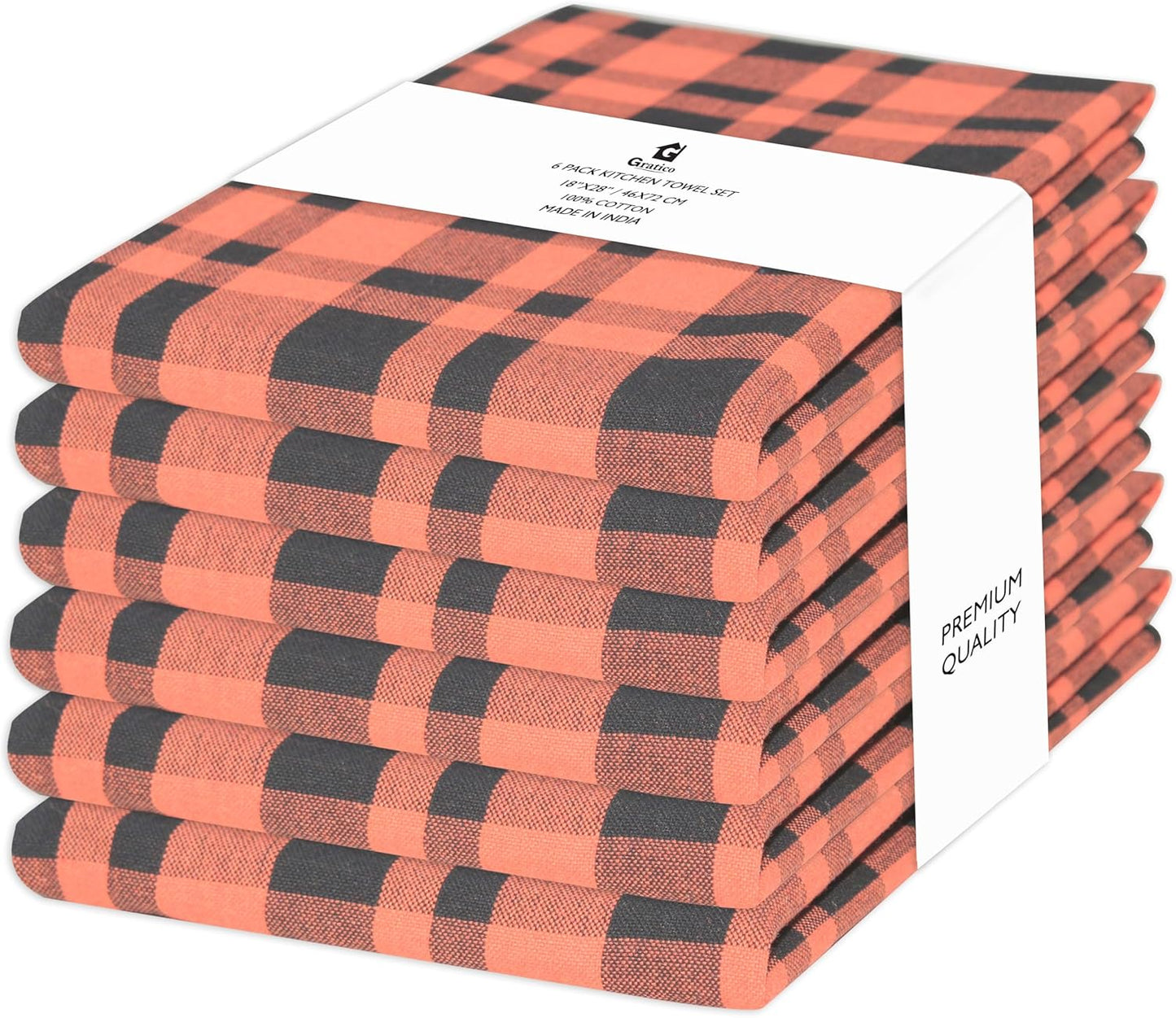 Kitchen Towels Set of 6 Halloween dish towels for kitchen 100% Cotton Orange Black Color Dish Cloths 20"x28" Multi-Purpose Kitchen Hand Towels Highly Absorbent Kitchen Towels with hanging Loop