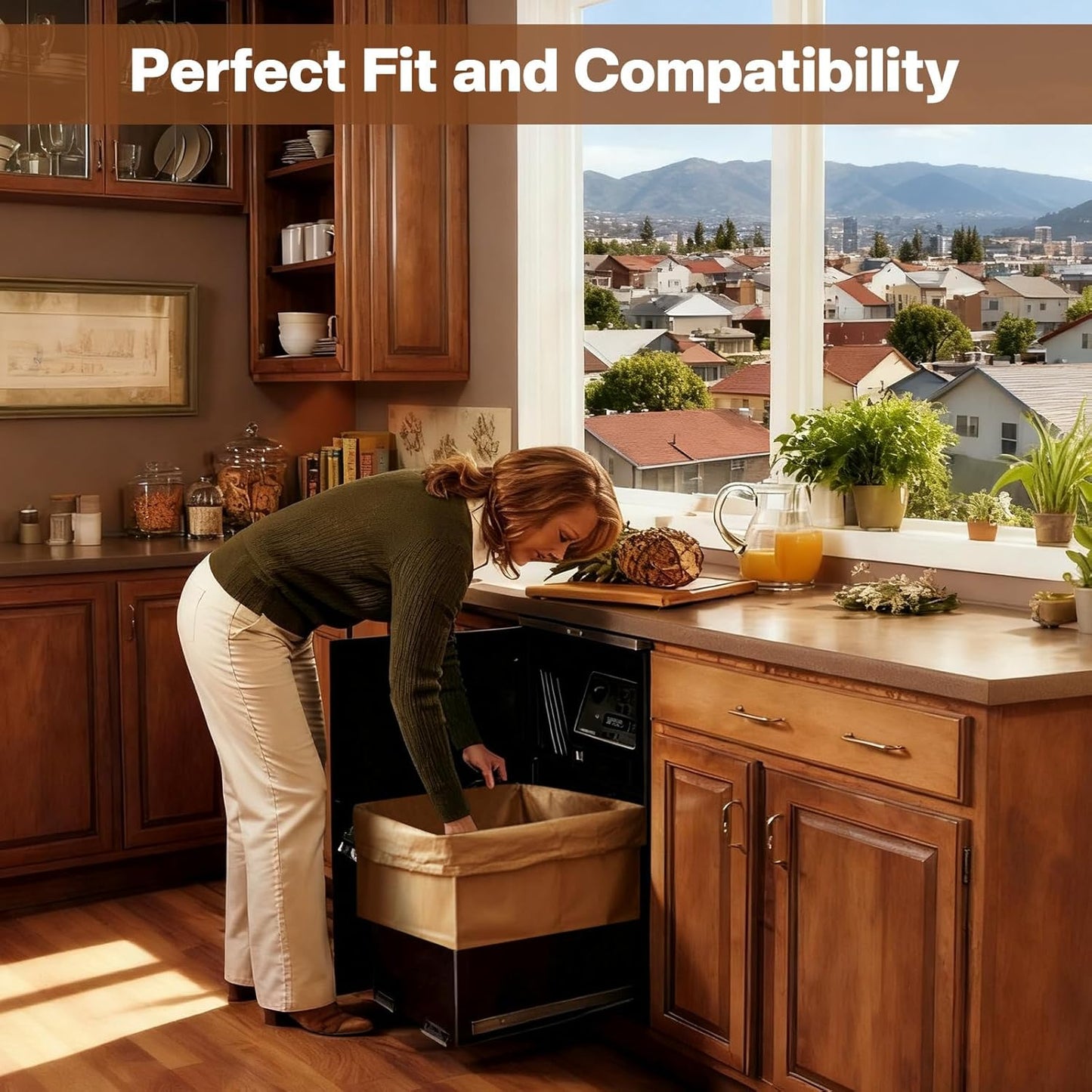 60 Pcs Trash Compactor Bags for Kitchen Pre-Cuffed Heavy Duty Kraft Paper Compactor Bags with Waterproof Liner Reinforced Bottom for Kitchen Use, 20.47 x 15.75 x 8.66"