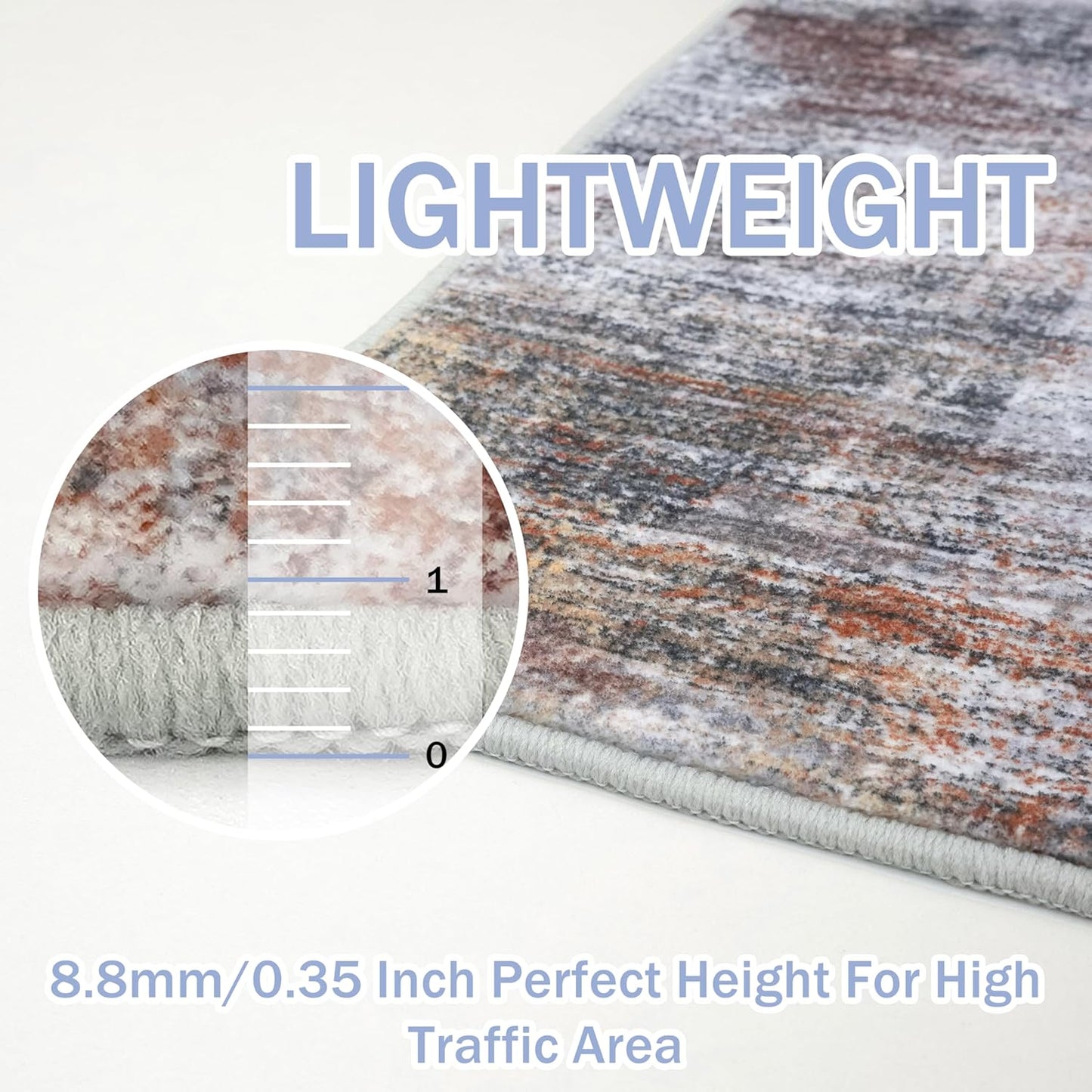 IOHOUZE Abstract Runner Rug 2x7 Ft Washable Runners for Hallways, Non Slip Kitchen Runner Printed Faux Wool Entryway Runners Indoor, Modern Abstract Floor Carpet for Hall Kitchen Bedroom, Orange Grey