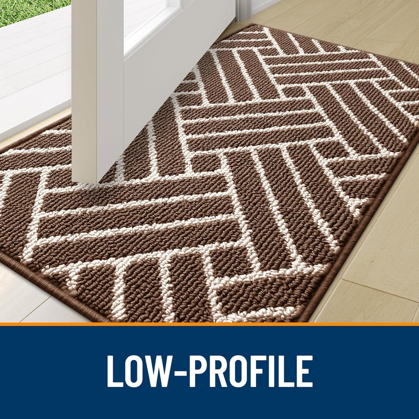 OLANLY Indoor Door Mat, 36x24 Inch, Dirt Resistant and Absorbent, Non-Slip Rubber Backing Floor Mats, Easy Clean Low-Profile Doormat for Entryway, Front Door, and Inside Entrance, Coffee