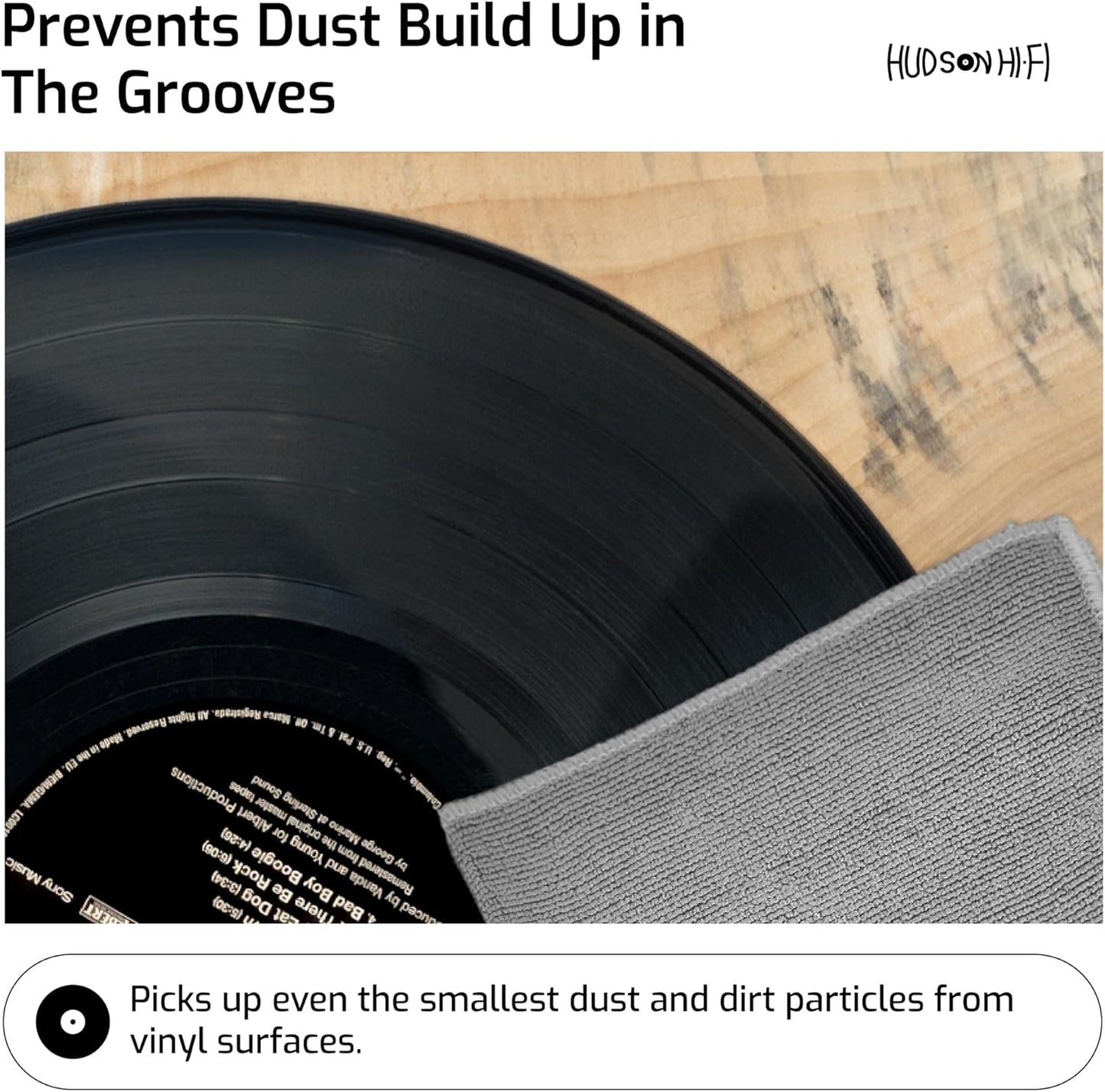 Hudson Hi-Fi Anti Static Microfiber Record Cleaning Cloth - 5 pk - The Audiophiles Anti-Scratch Lint & Dust Magnets - 7X Capillary Absorption LP & Record Cover Cleaner Protector Cleaning Cloths