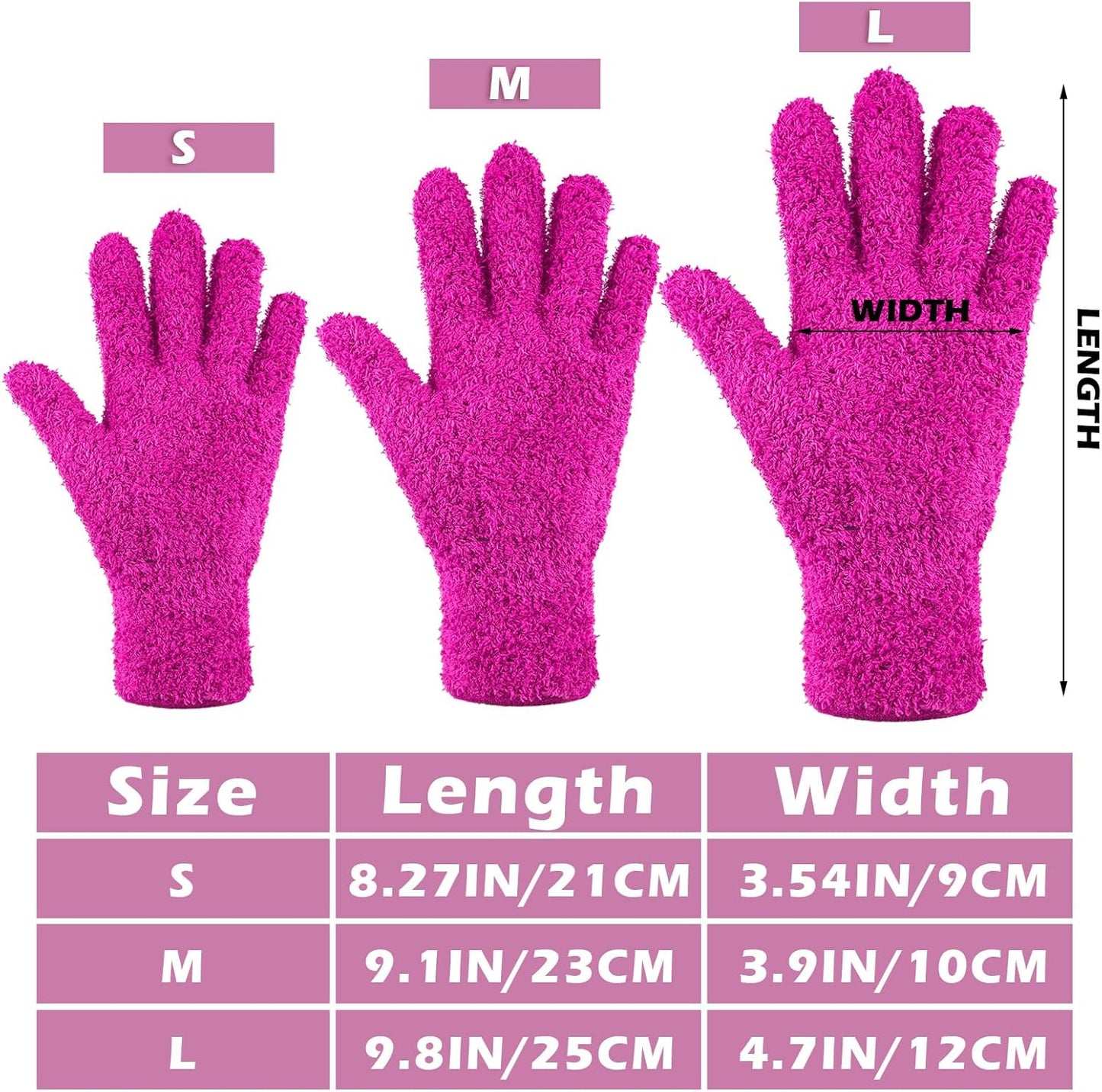 Patelai 3 Pairs Microfiber Plant Dusting Gloves Leaf Cleaning Gloves for Indoor Plants, Blinds, Furniture, House(Large,Purple, Rose Red, Black)