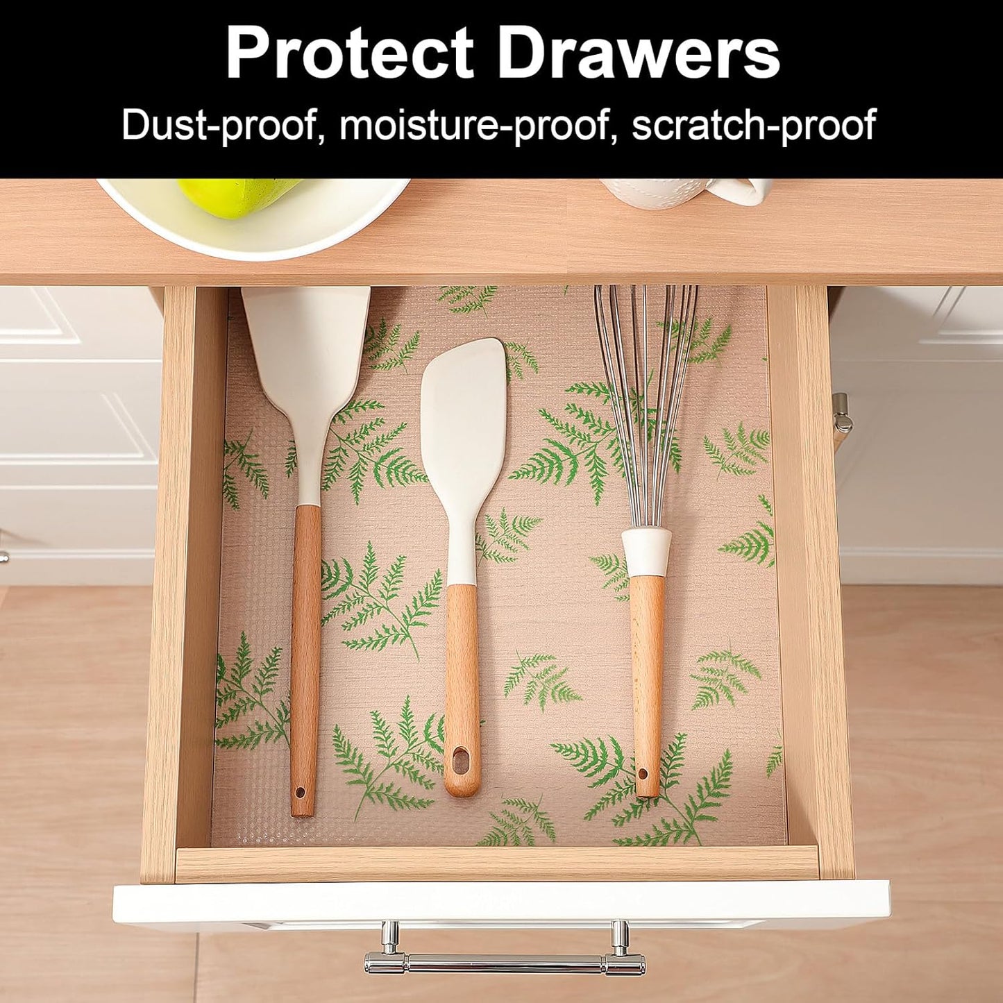 Cooyes Shelf Liners for Kitchen Cabinets Refrigerator Liners Waterproof & Oil-Proof Kitchen Cupboard Liner Drawer Mats EVA Material Non Adhesive Fridge Liner for Shelves