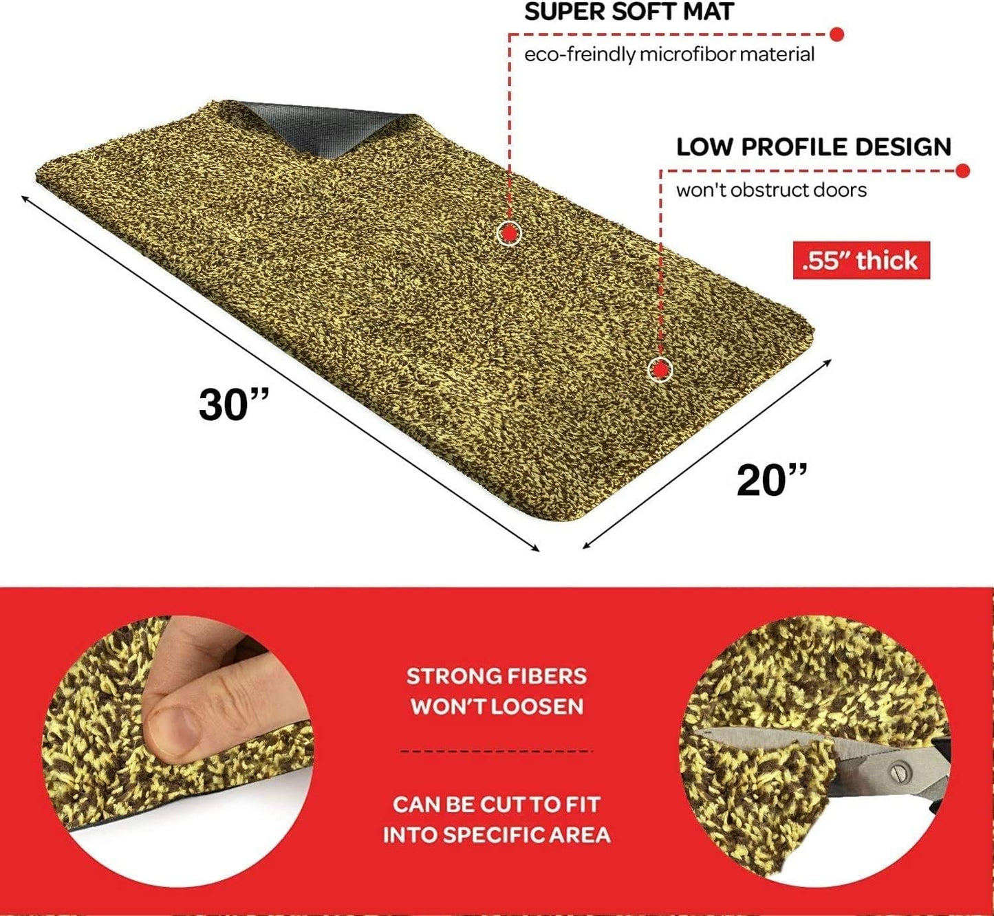 Premium Microfiber Indoor Door Mat – 20"x30" Washable Entry Mat, Non-Slip, Waterproof Backing, Super Absorbent, Low Profile Entryway Doormat for Indoor Entrance