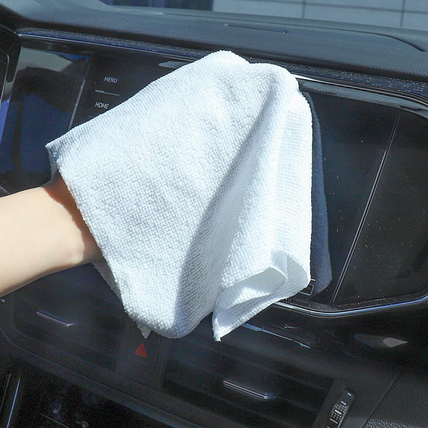 Tricol Clean Profesional Resuable Lint Free Microfiber Edgeless Cleaning Cloth 50PK Cleaning Rags,Absorbent Microfiber Wipes in Dispenser Box for Housekeeping, Car Cleaning (12 * 12 Inches) (white1)