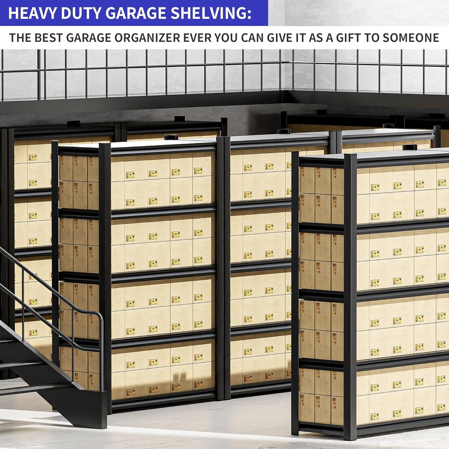 Garage Shelving,87"X48"X24"Inches,Heavy Duty Sturdy Steel Thickened Metal Shelves for Storage,Garage Storage Shelves,Black Shelving Unit Shelf Rack Industrial Shelving Shelf