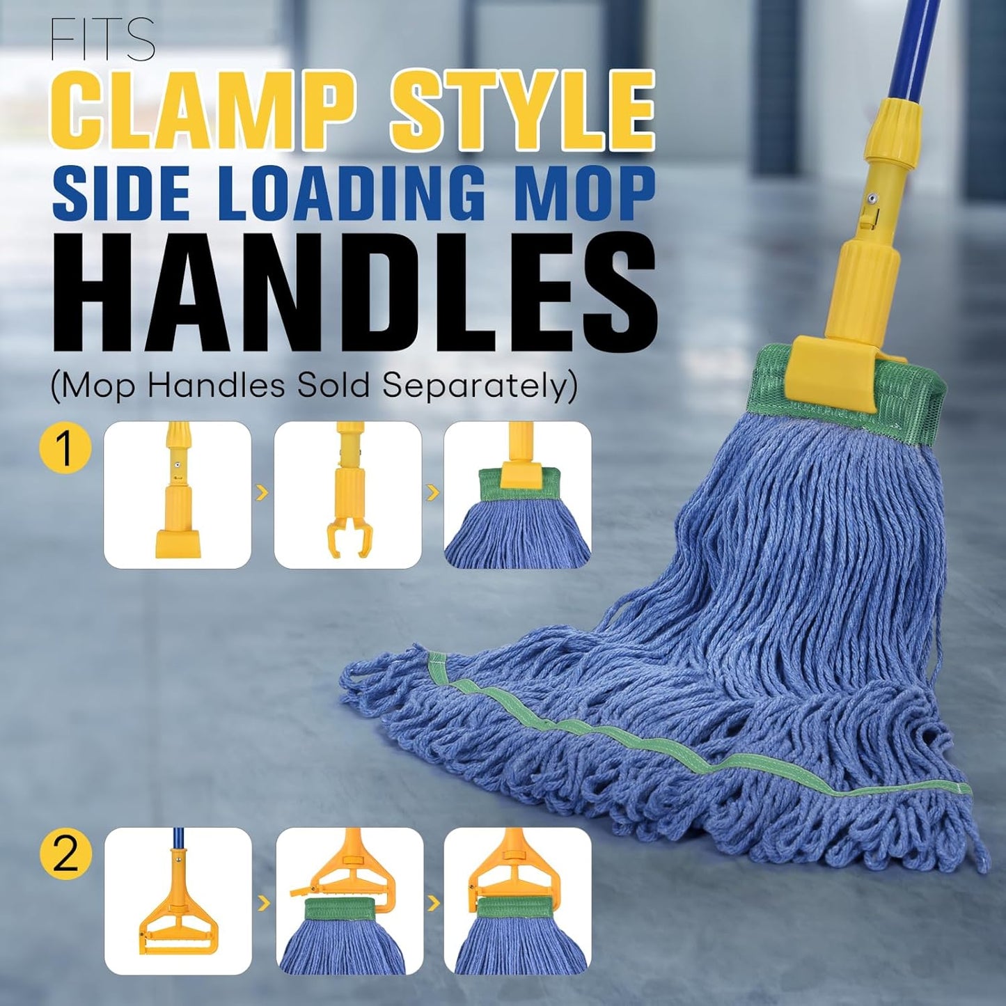 Matthew Cleaning Commercial Mop Head Replacement, 5 Inch Wide Headband, Looped End Cotton Blend String Wet Mops for Floor Cleaning, 28 oz Extra Large, 1-Pack Blue