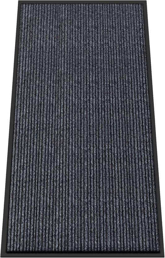 Kuyal Front Door Mat, 4'x8' Indoor Outdoor Entrance Mat, Commercial Floor Mats Inside Outside Entrance, Heavy Duty Durable Welcome Mats, Rubber Backing Non Slip Outdoor Mats for Entryway,Dark Gray