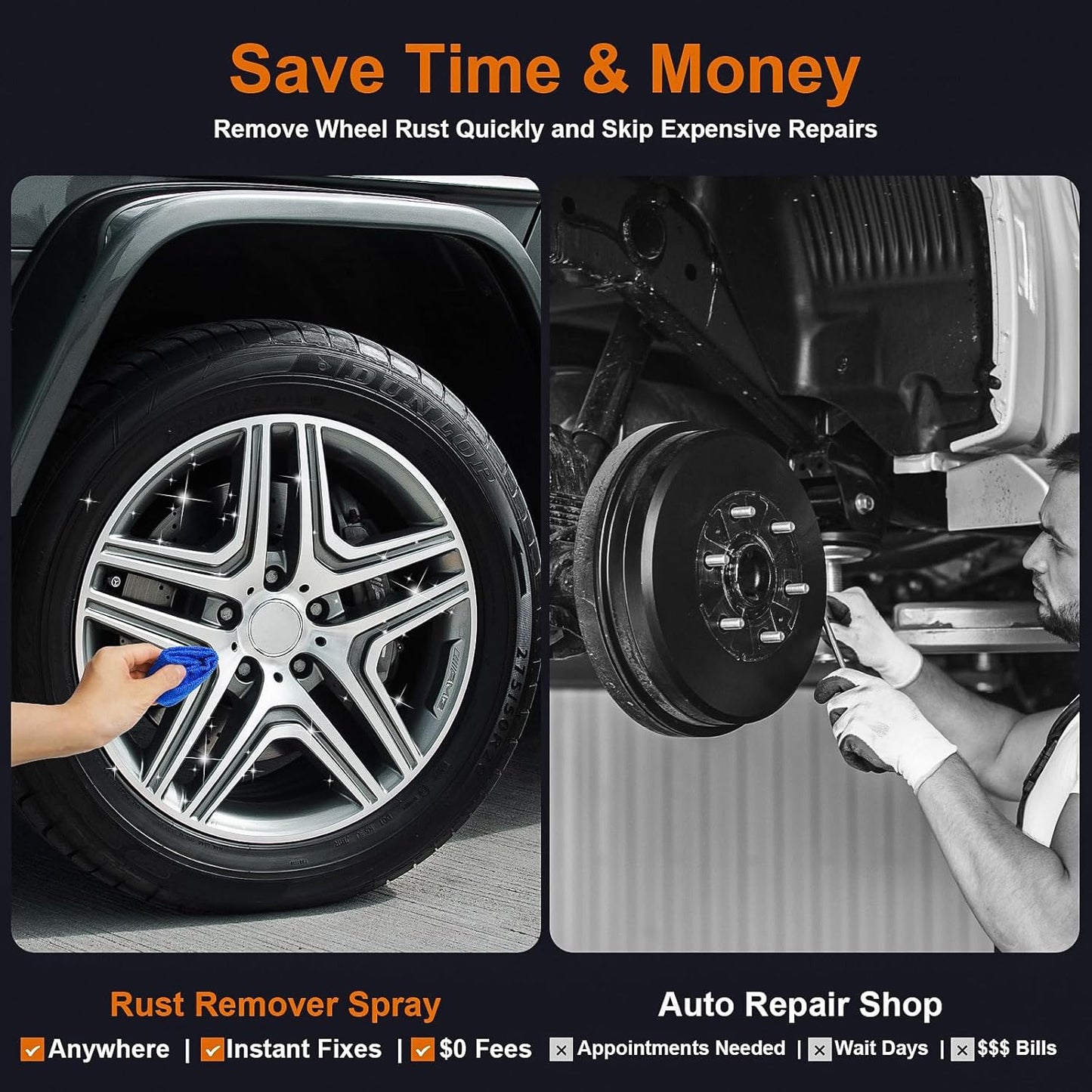 Rust Remover Spray for Metal - 2025 Upgrade Heavy Duty Metal Cleaner for Vehicles, Tools, Chains, Iron Out Rust Stain Remover, Multi-Surface Cleaner, Fast-Acting Oxidation Remover