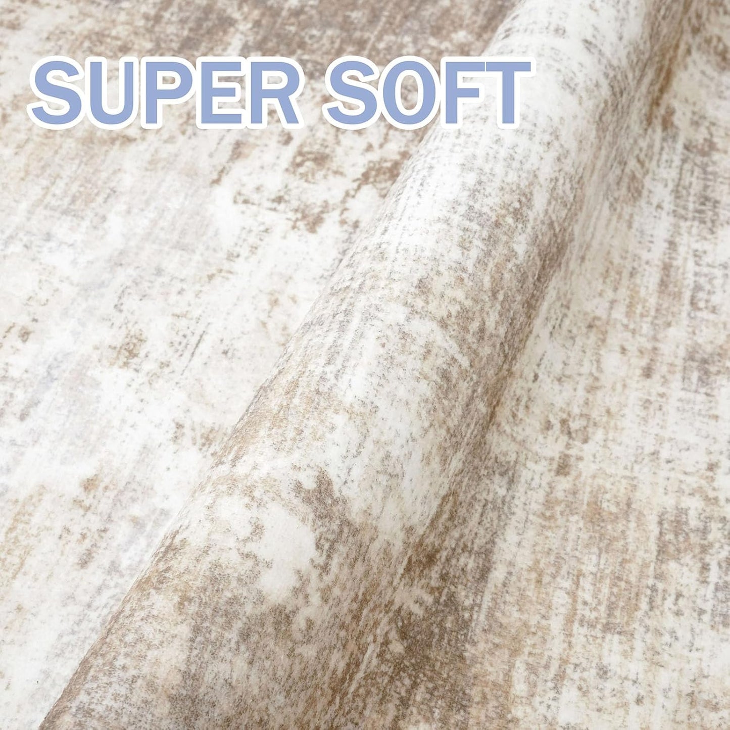 IOHOUZE Abstract Runner Rug 3x18 Ft Extra Long Washable Runners for Hallways, Non Slip Kitchen Runner Printed Faux Wool Entryway Runner Indoor, Modern Abstract Floor Carpet for Hall Stair, Beige Brown