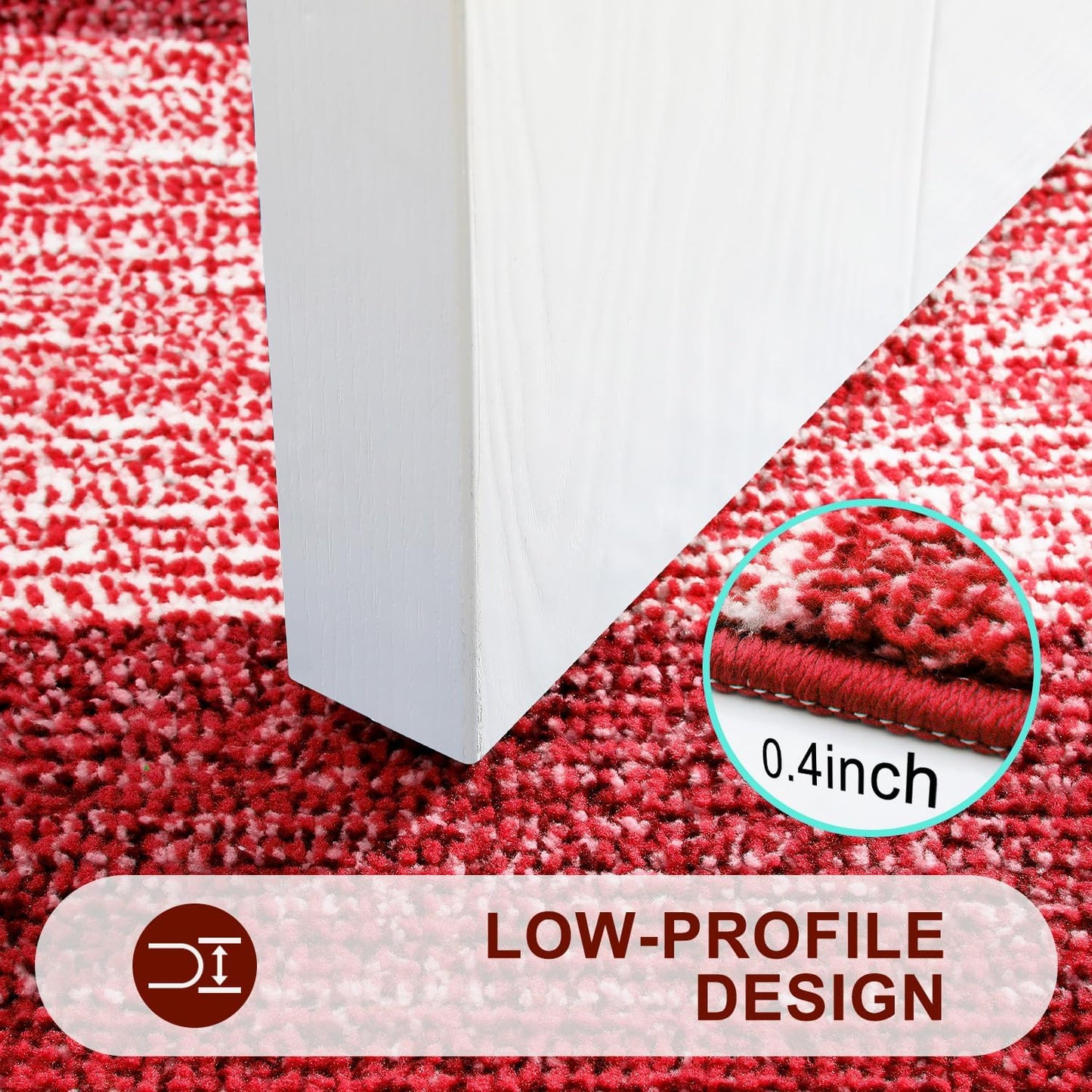 Kitinjoy Indoor Outdoor Door Mat, 36x24 Non-Slip Absorbent Dirt Trapper, Low-Profile Washable Inside Entrance Front Floor Mat, Sturdy Soft Entry Doormats for Entryway, Burgundy