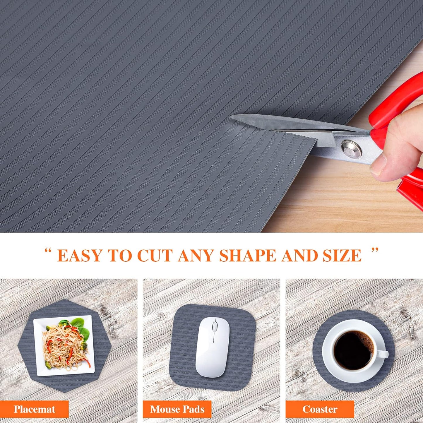 Shelf Liners for Kitchen Cabinets, 24Inch x 30Ft, Non Adhesive Shelf Liner, Non-Slip Kitchen Drawer Liners, Waterproof Durable Cabinet Liners for Shelves, Refrigerator, Pantry, Dark Gray