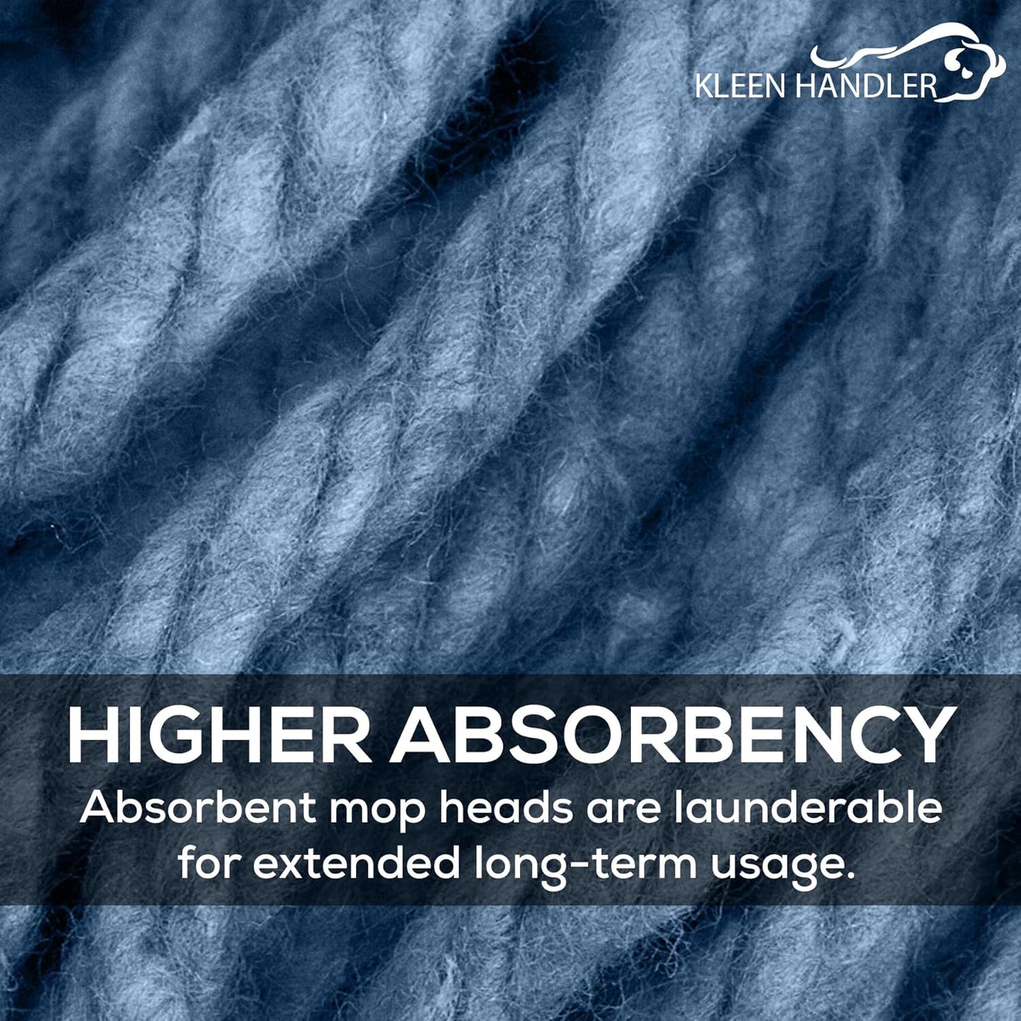 KLEEN HANDLER HEAVY DUTY Commercial Mop Head Replacement, Wet Industrial Blue Cotton Looped End String Cleaning Mop Head Refill (Case of 24)