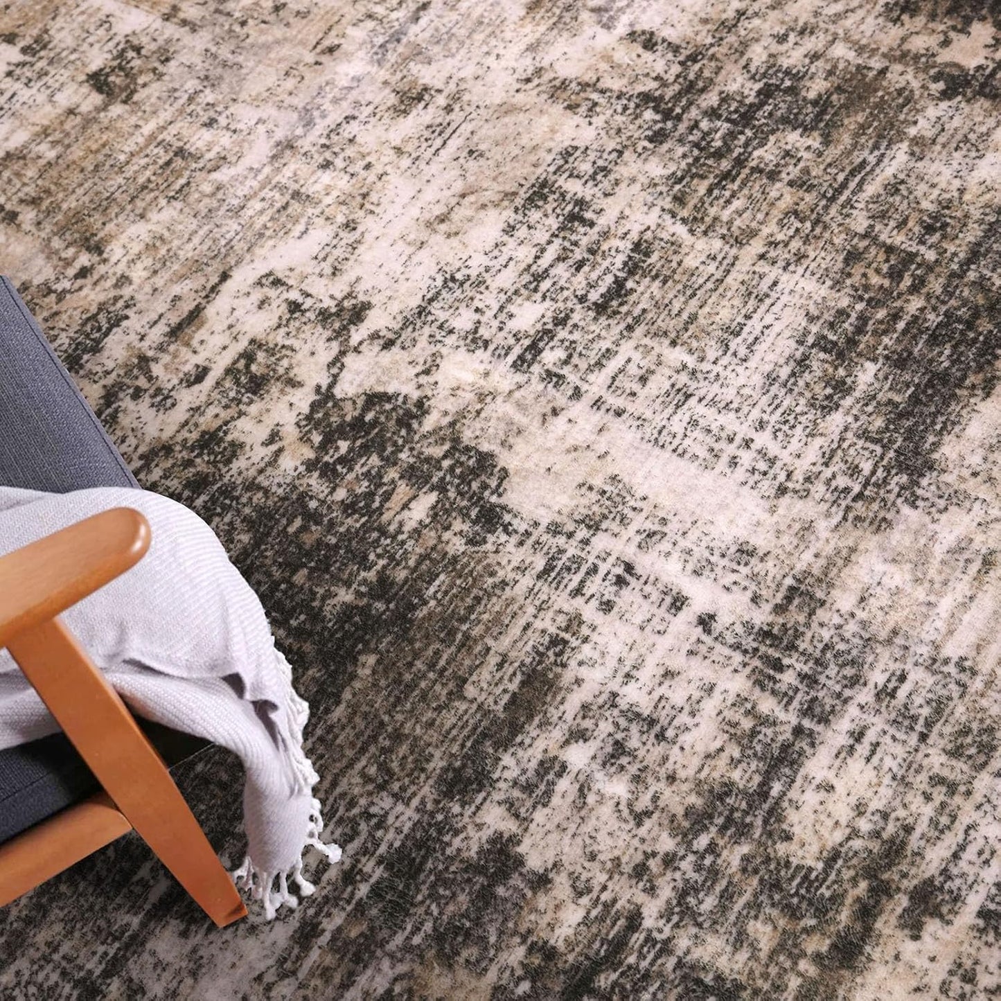 IOHOUZE Abstract Runner Rug 2x5 Ft Washable Runners for Hallways, Non Slip Kitchen Runner Printed Faux Wool Entryway Runner Indoor, Modern Abstract Floor Carpet for Hall Kitchen Bedroom, Brown/Rust