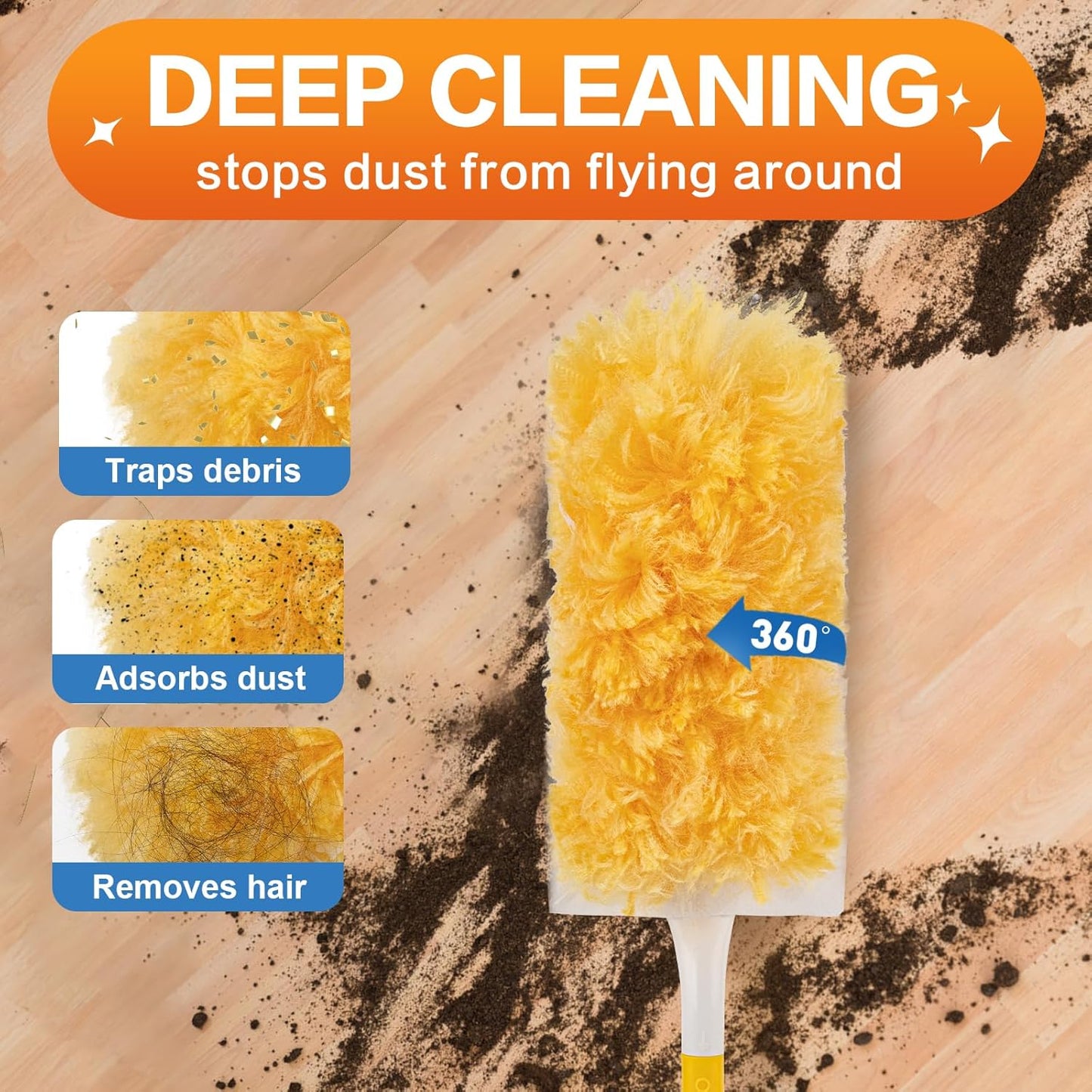 Heavy Duty Duster Refills, Unscented Disposable Dusters Kit for Cleaning Dusting Furniture Blind Ceiling Fan, Multi Surface 360 Feather Duster (100)