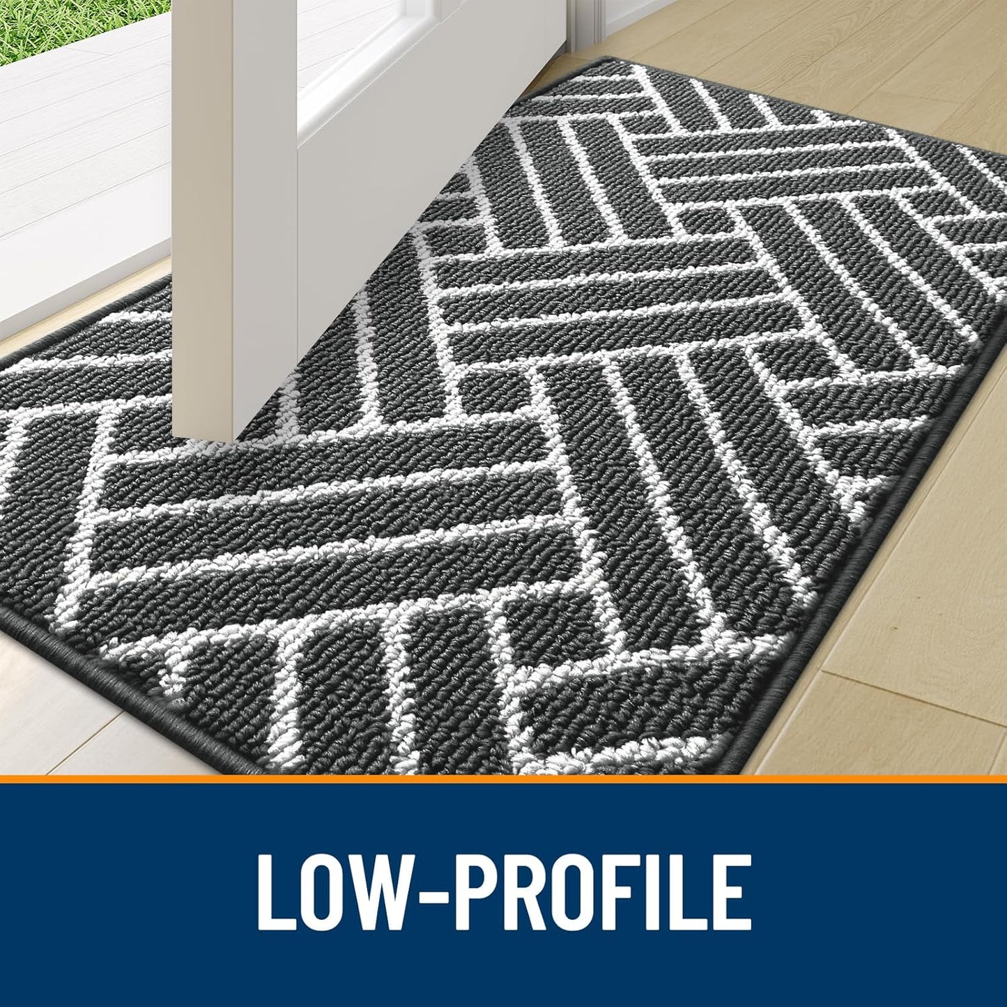 OLANLY Indoor Door Mat, 32x20 Inch, Dirt Resistant and Absorbent, Non-Slip Rubber Backing Floor Mats, Easy Clean Low-Profile Doormat for Entryway, Front Door, and Inside Entrance, Charcoal