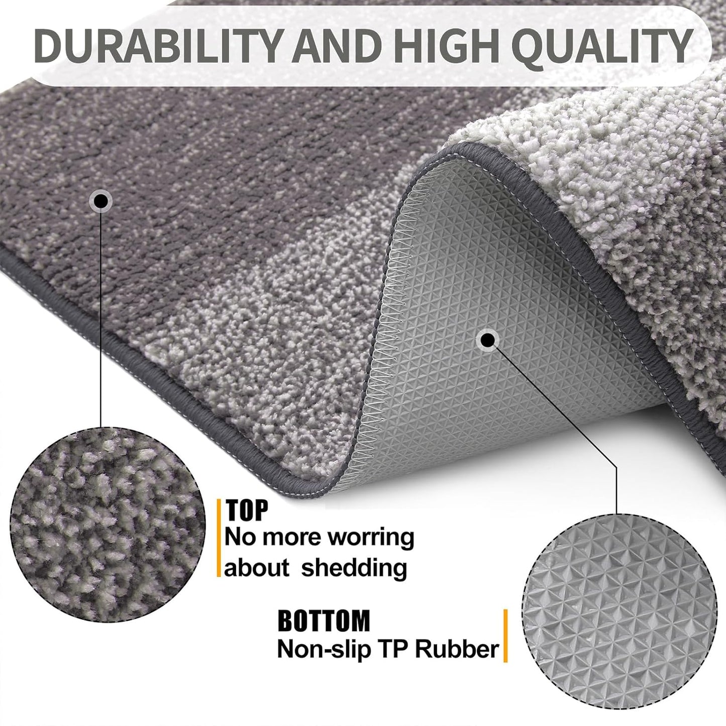 Kitinjoy Indoor Outdoor Door Mat, 36x24 Non-Slip Absorbent Dirt Trapper, Low-Profile Washable Inside Entrance Front Floor Mat, Sturdy Soft Entry Doormats for Entryway, Light Grey