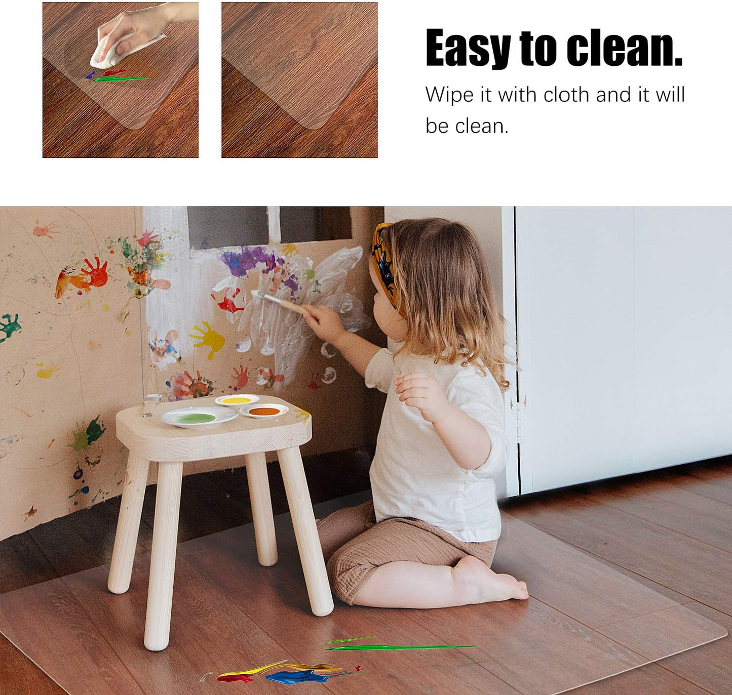 Kuyal Clear Chair mat for Hardwood Floor 51 x 63 inches Transparent Floor Mats Wood/Tile Protection Mat for Office & Home (51" X 63" Rectangle)