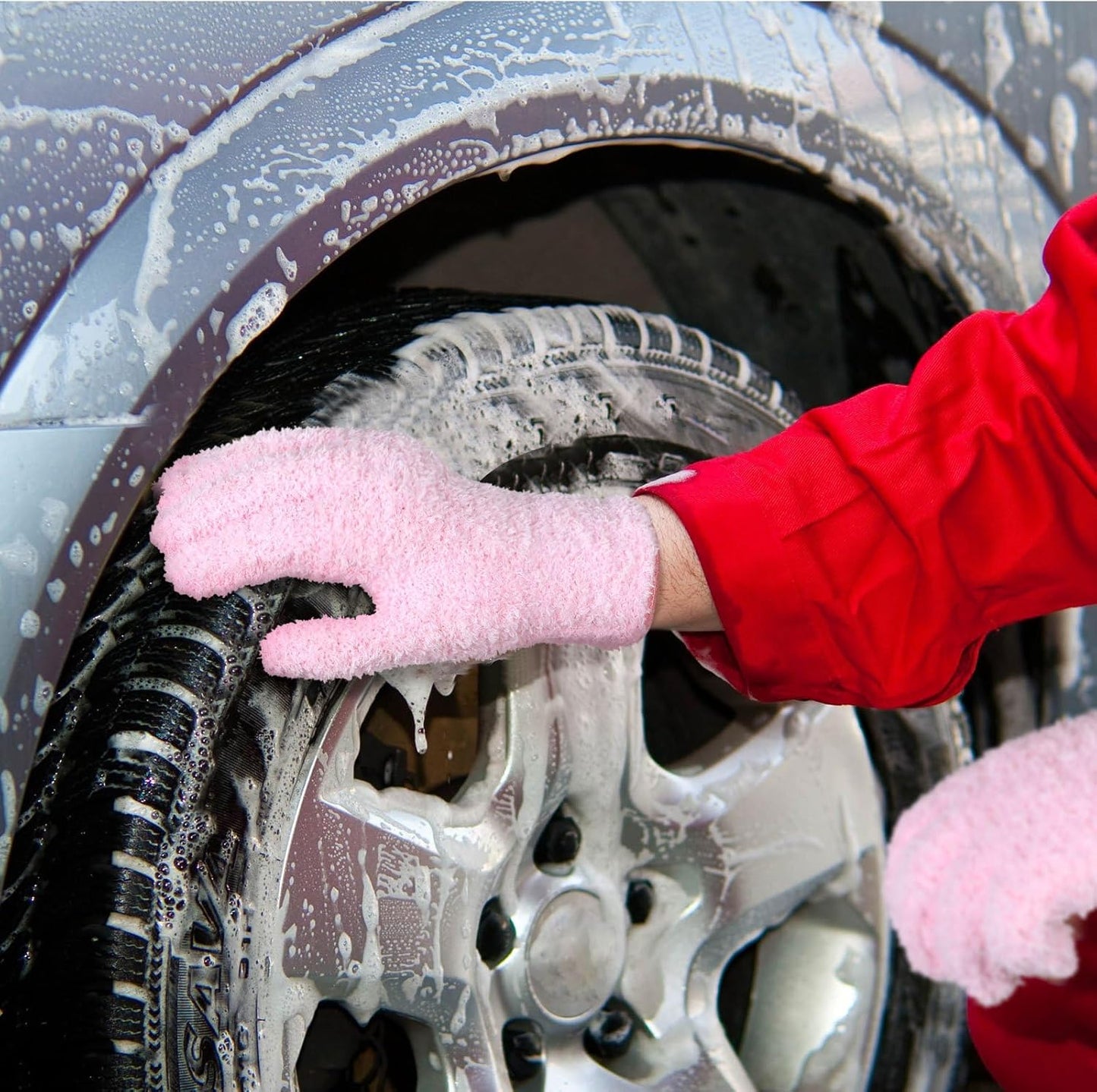 Patelai 3 Pairs Microfiber Plant Dusting Gloves Leaf Cleaning Gloves for Indoor Plants, Blinds, Furniture, House (Large,Green Yellow, Water Blue, Pink)