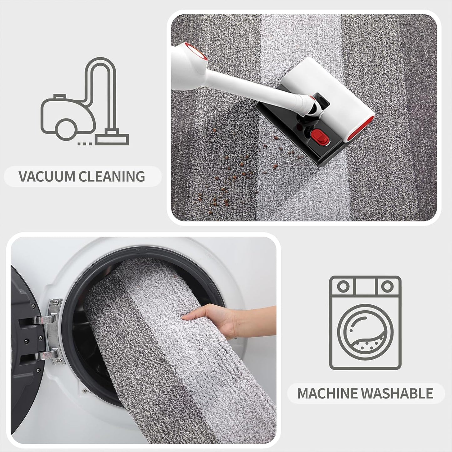 Kitinjoy Indoor Outdoor Door Mat, 36x24 Non-Slip Absorbent Dirt Trapper, Low-Profile Washable Inside Entrance Front Floor Mat, Sturdy Soft Entry Doormats for Entryway, Light Grey