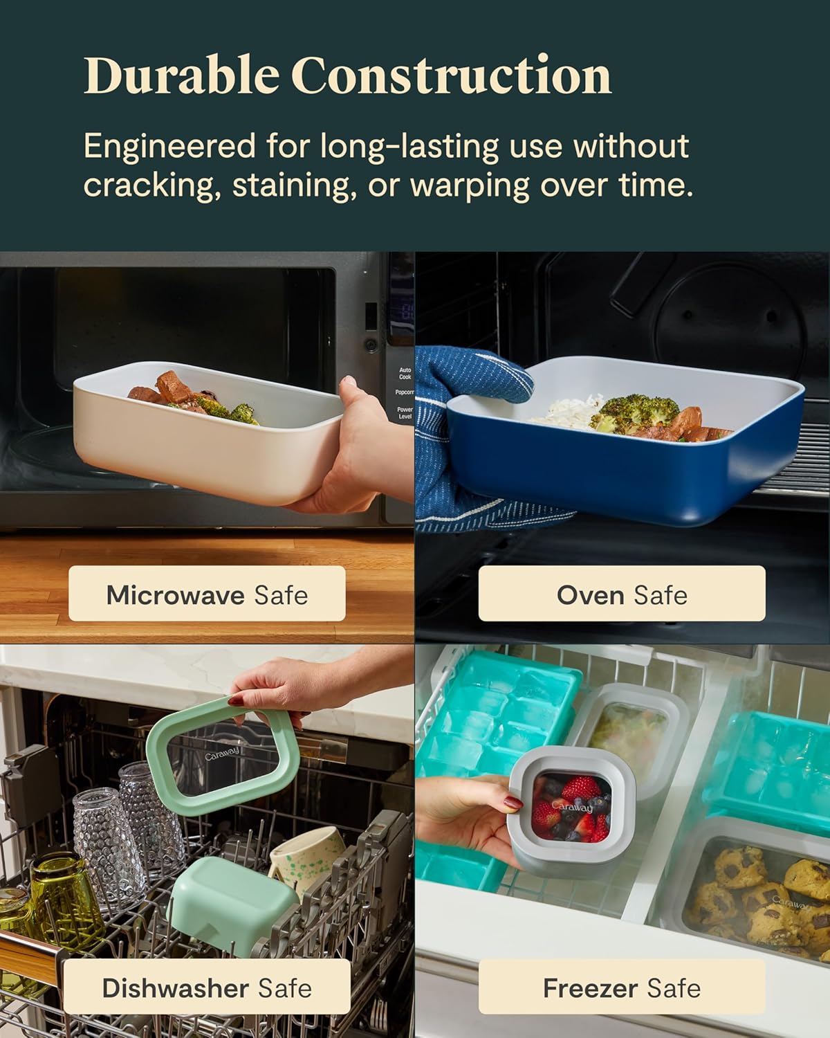 Caraway 25pc Glass Food Storage Set - Non-Toxic Ceramic-Coated Glass - Air Release Technology - Compact & Stackable Design - Mist