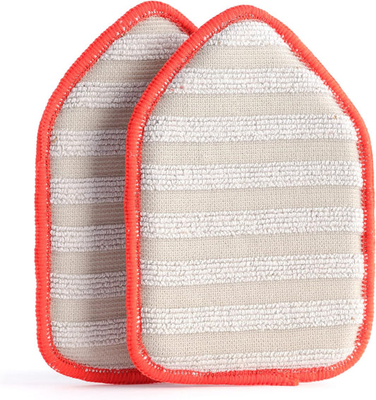 Replacement Microfiber Pad for Moku Home Extendable Tub Tile Shower Scrubber for Cleaning Non-Scratch (2X Microfiber Pad Red)