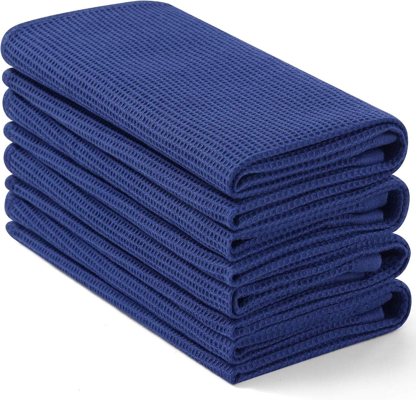 Homaxy 100% Cotton Waffle Weave Kitchen Towels - 4 Pack Soft and Absorbent Dish Towels - 16 x 26 Inches Quick Dry Hand Towels - Blue