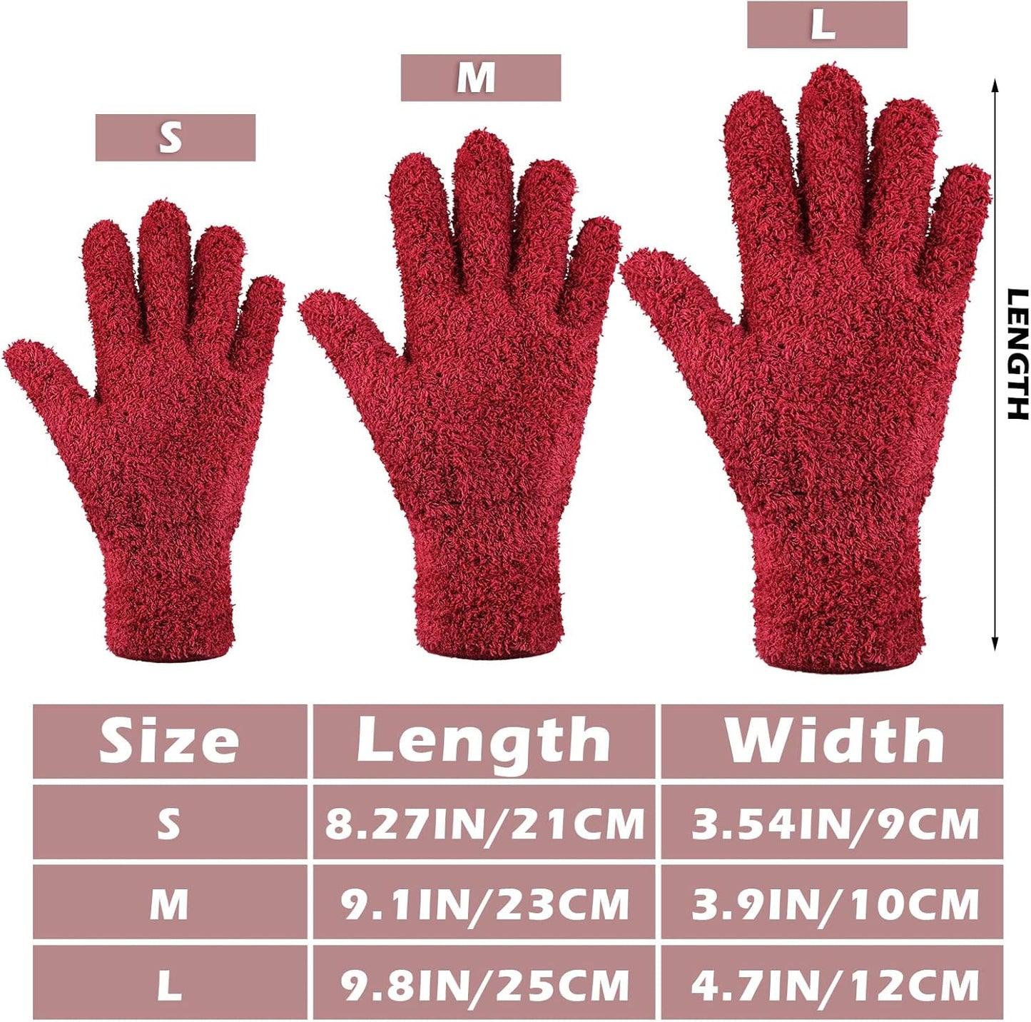 Patelai 3 Pairs Microfiber Plant Dusting Gloves Leaf Cleaning Gloves for Indoor Plants, Blinds, Furniture, House(Small,Brown, Dark Green, Dark Red)