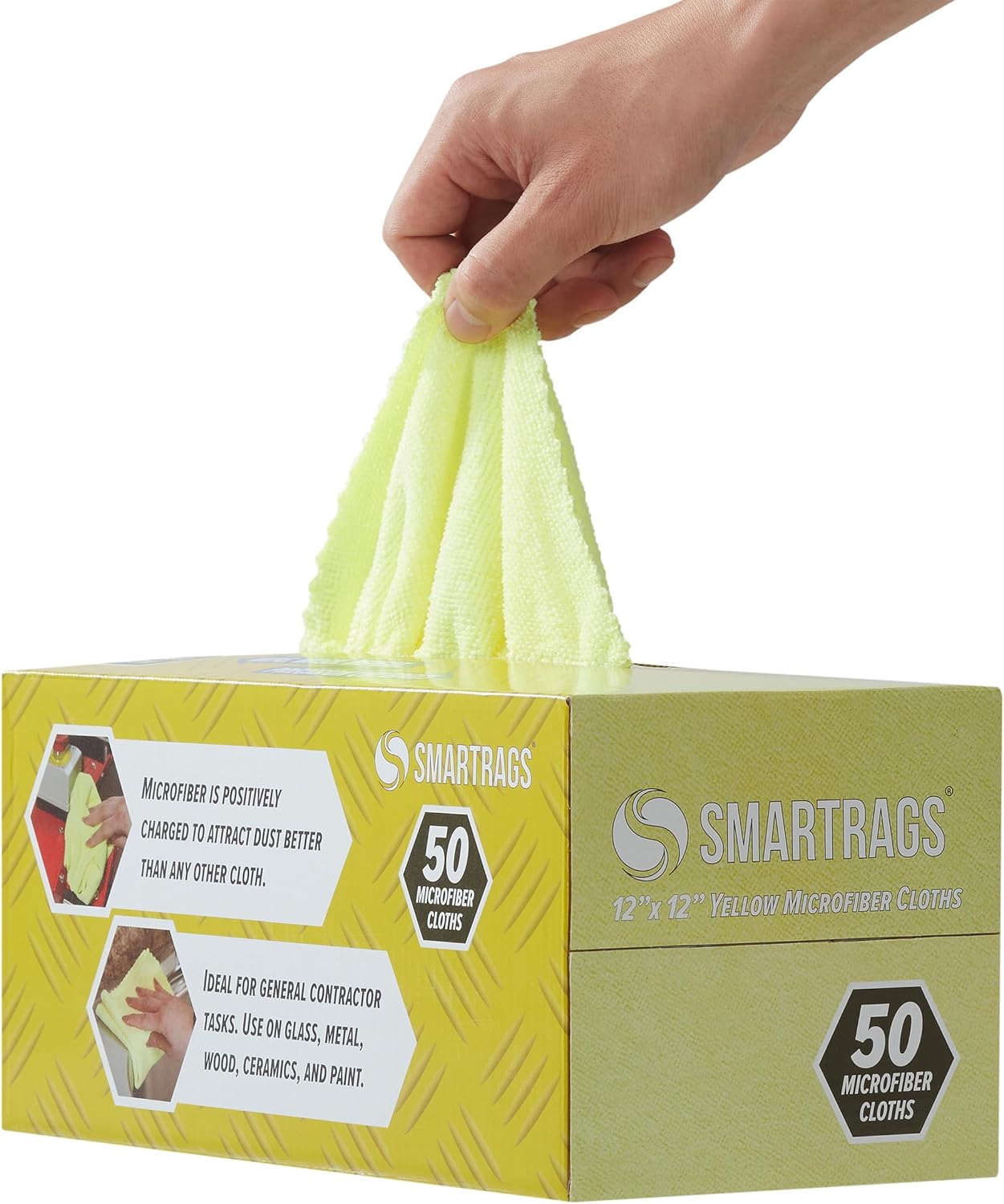 Arkwright Smart Rags in Box - (Pallet of 14400) Lint Free Microfiber Cleaning Cloth, Scratch & Streak-Free, Dispensable Wash Towels for Cars, Window Glass, and Auto Shop, 12 x 12 in, Yellow