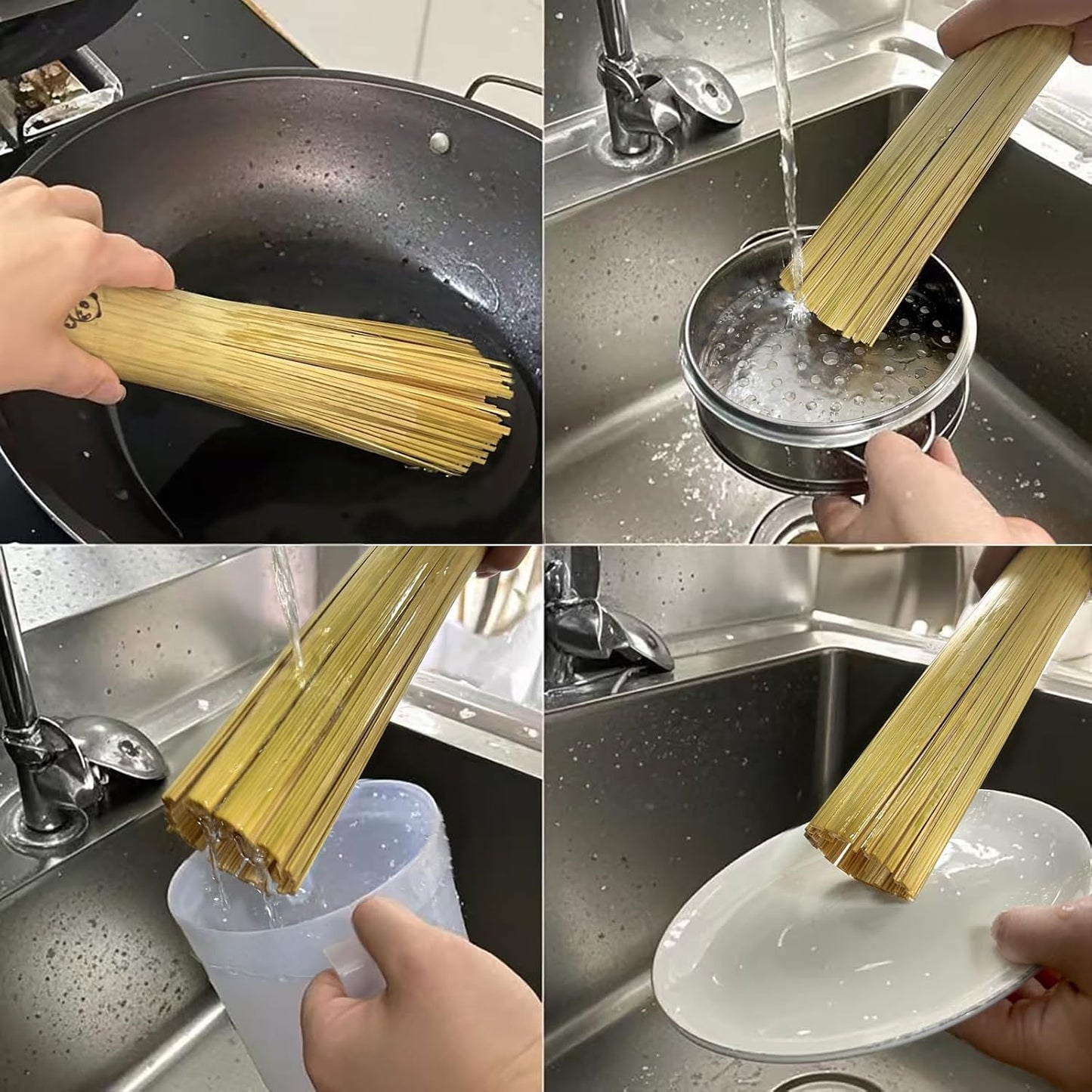 Handmade Bamboo Wok Brushes 2 Pack – 100% Natural, No Metal, Eco-Friendly Scrubbers for Carbon Steel & Cast Iron Woks, Pans, Dishes, Teapots(for Small Pot use)