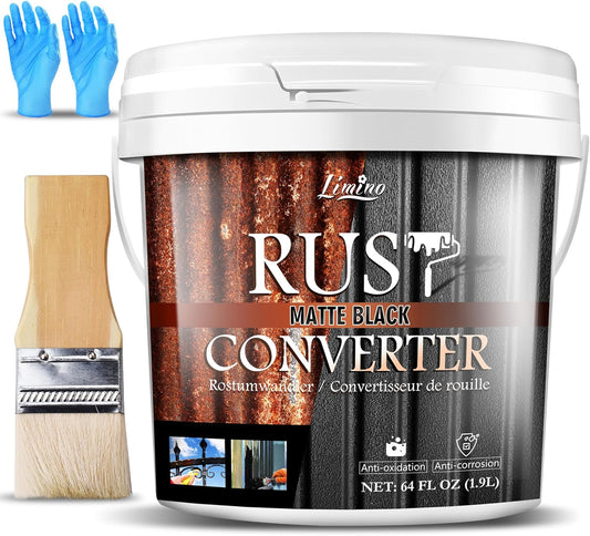 Rust Converter for Metal - Black Metal Primer and Rust Remover, Reformer ＆ Encapsulator, Long-lasting Anti-Rust Effect, Inhibitor Paint for Cars and Various Surfaces - 64 fl. oz
