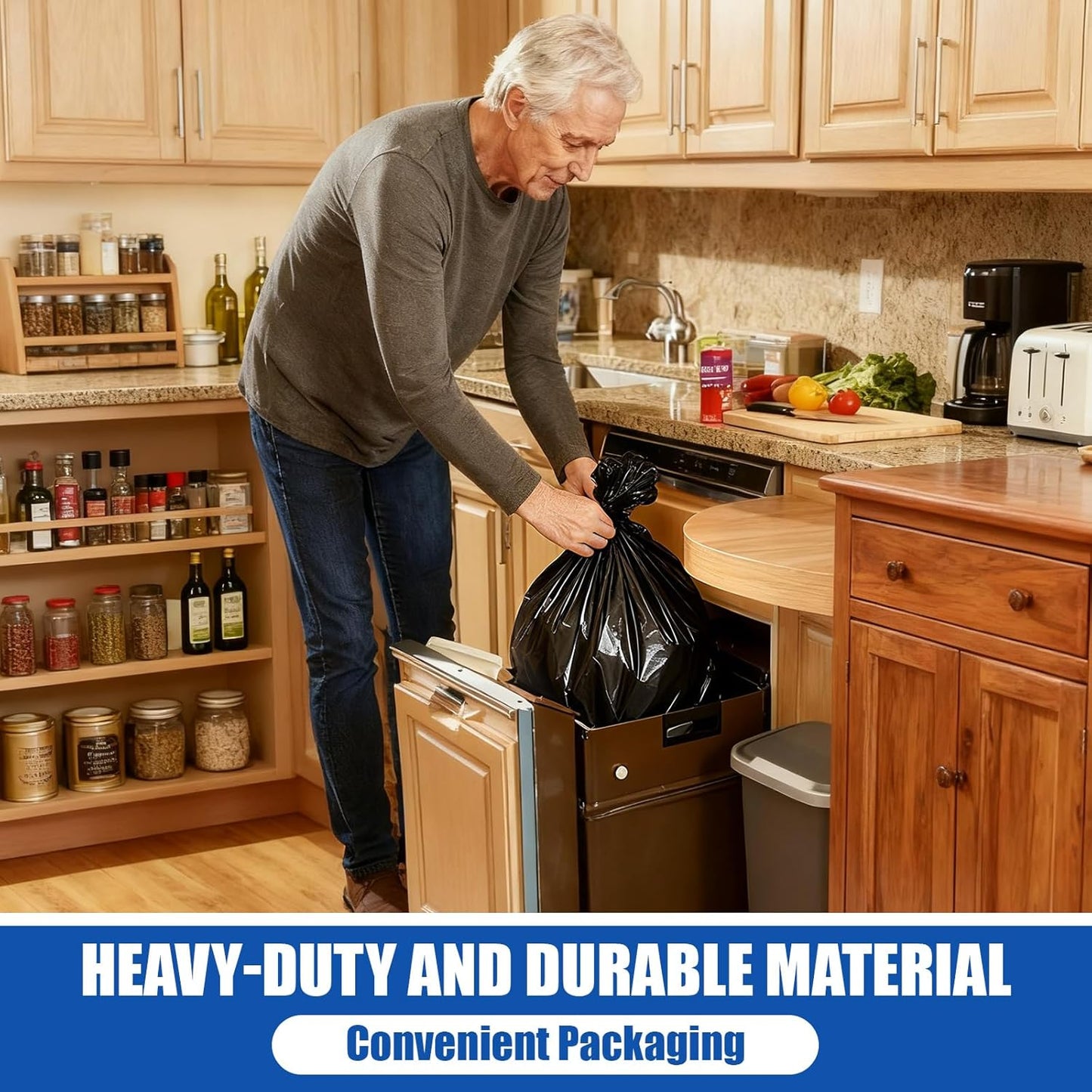 24 Pcak Trash Compactor Bags for 15" Wide Models Black Heavy Duty Garbage Compactor Bag Leak-proof Kitchen Trash Bags with 100 Pcs Twist Ties 2.4 Mil Tear Resistant, Extra Strong Liner