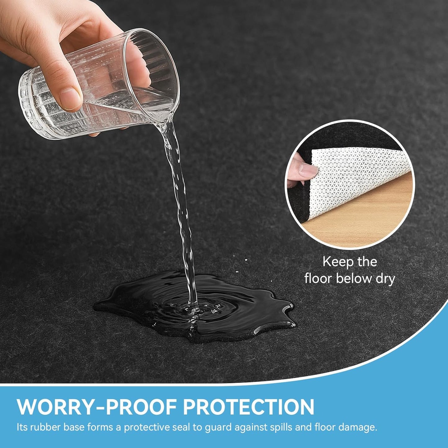 Warmstar 9x10 FT Non Slip Rug Pad,100% Waterproof Felt Rug Pad for Hardwood Floors,1/2” Thick Soft Carpet Pad with Natural Rubber Backing, Secure Grip & Floor Protection