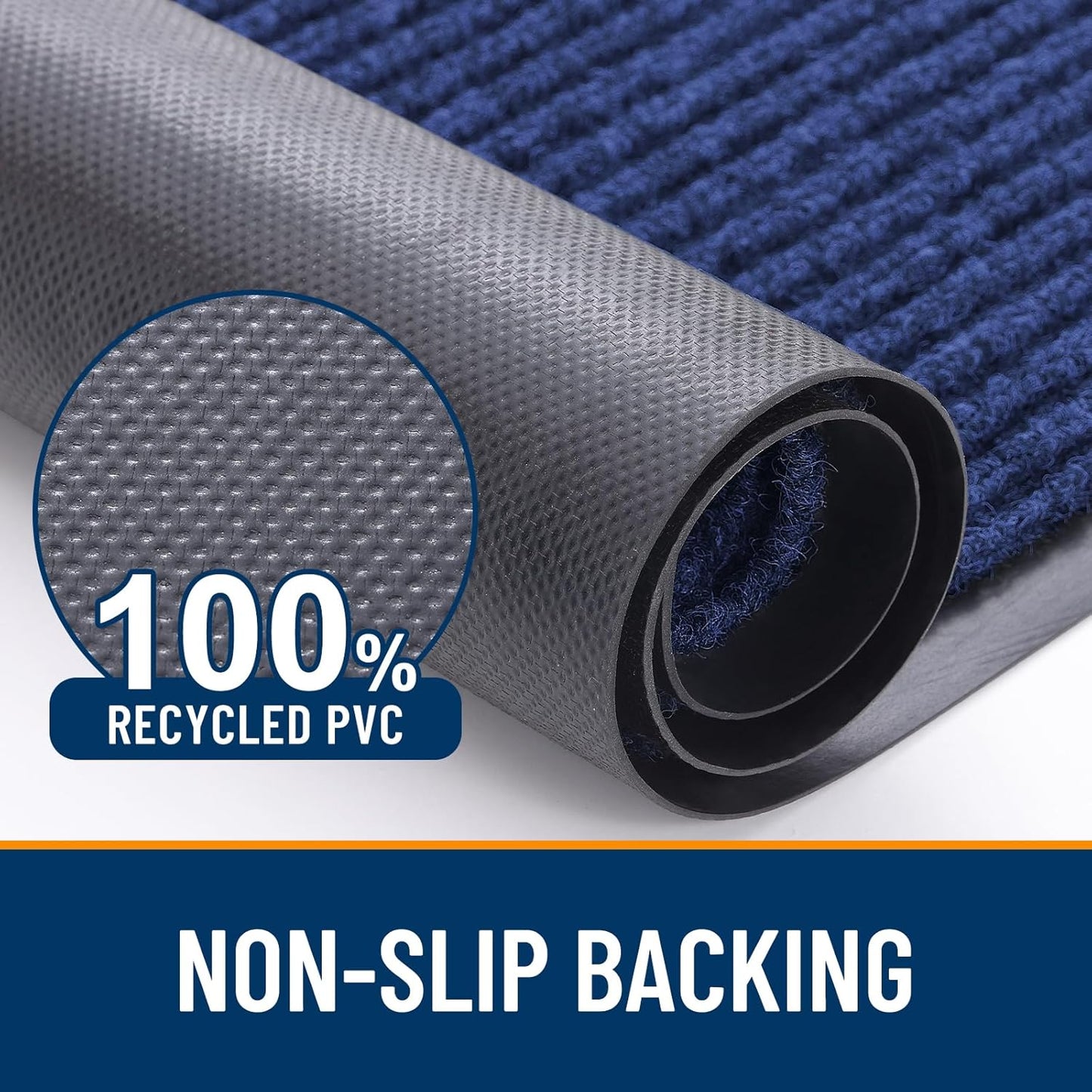 OLANLY Front Door Mat Indoor Outdoor Entrance, Waterproof Heavy Duty Doormat, Fade Resistant, Low Profile, Easy Clean Patio Porch Welcome Floor Mats for Entry, 29.5x17, Blue