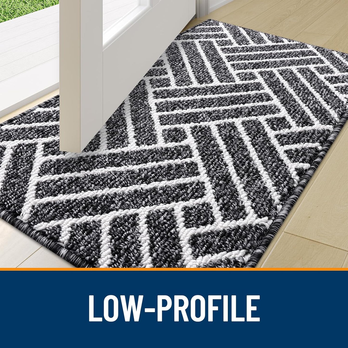 OLANLY Runner Indoor Door Mat, 70x23 Inch, Dirt Resistant and Absorbent, Non-Slip Rubber Backing Floor Mats, Easy Clean Low-Profile Doormat for Entryway, Front Door, and Inside Entrance, Black