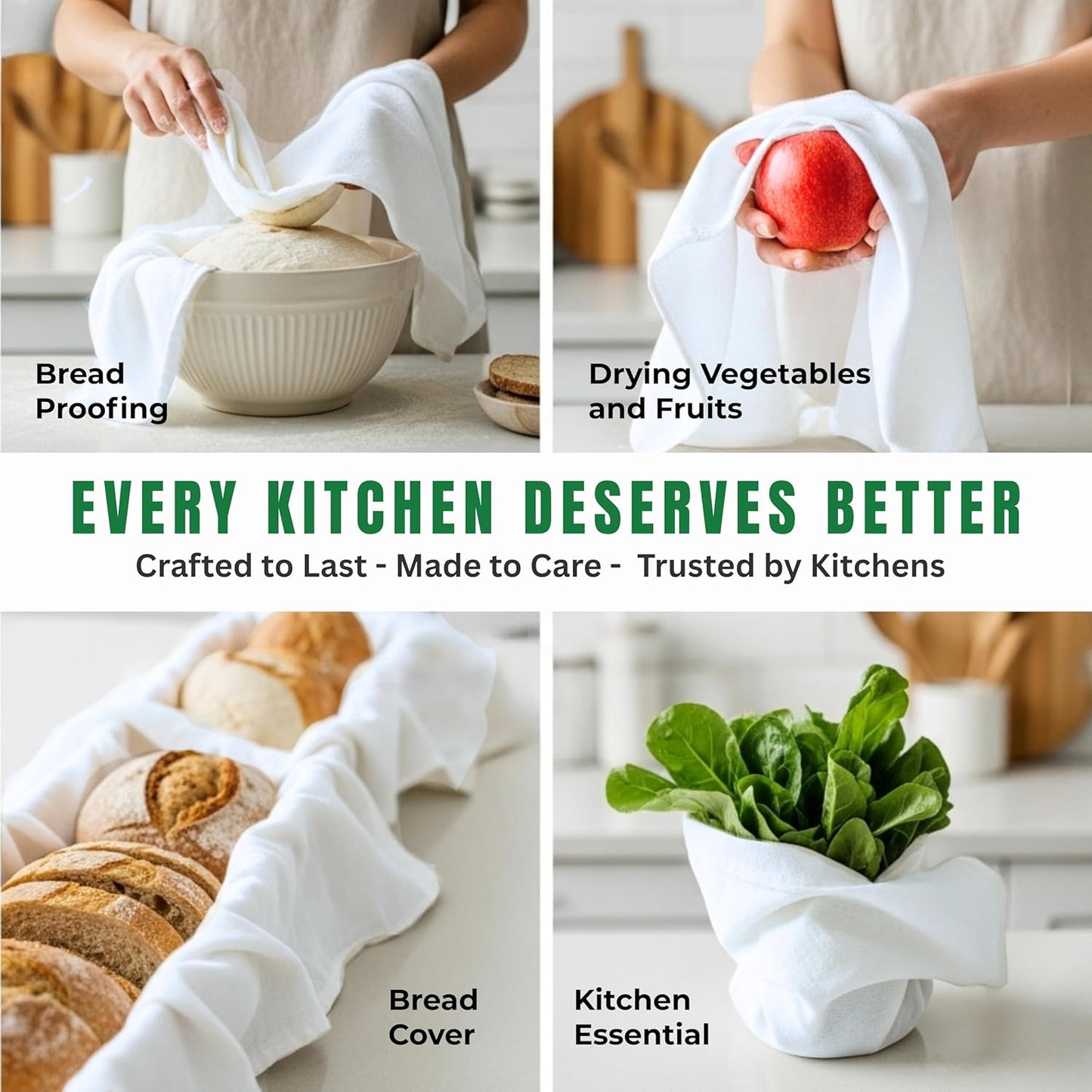 Flour Sack Towels| Tea Towel for Crafts| Kitchen Dish Cotton Blank Towel for Embroidery|Baking Bread Proofing Linen Cover| Thick Absorbent Quick Dry| 3 Pack 28"x28" White