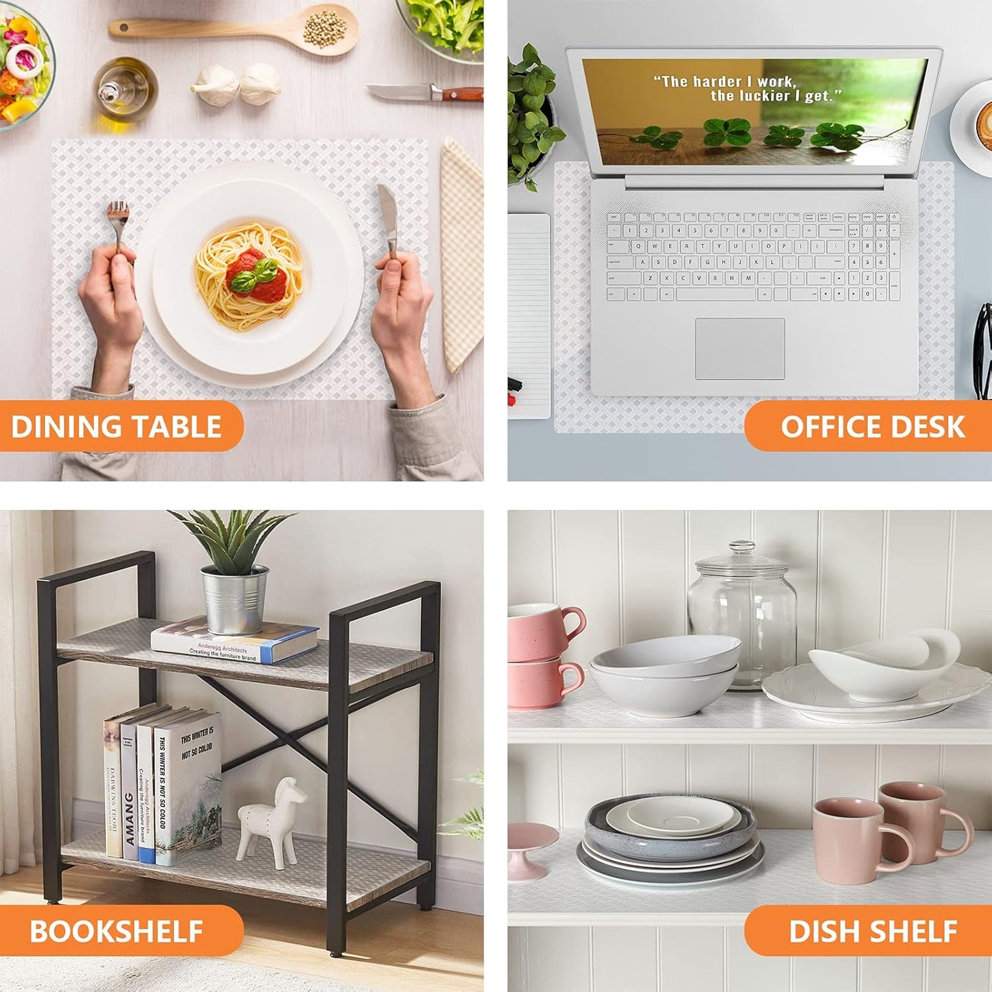 Shelf Liners for Kitchen Cabinets Refrigerator Liners Waterproof & Oil-Proof Kitchen Cupboard Liner Non-Slip Drawer Mats EVA Material Non Adhesive Fridge Liner for Shelves Diagonal Pattern Clear
