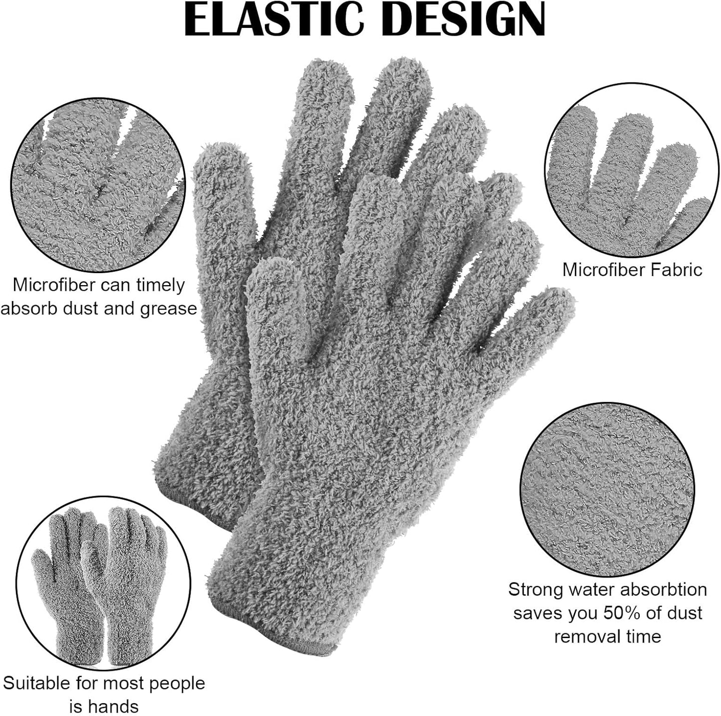 Plant Dusting Gloves, Microfiber Dusters for Cleaning Kitchen Indoor Mitt for House Use Desk Window Blind Screen Wash