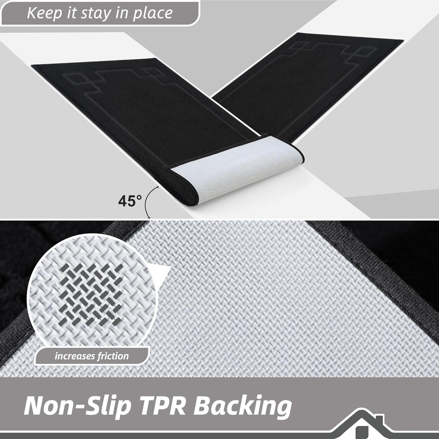 BEQHAUSE Door Mat 24" x 60", Non-Slip Door Mats Indoor Entryway Rugs Washable Low-Profile Absorbent and Stain Resist Floor Mats, Dog Door Mat for Front Back Door, Muddy Wet Shoes & Paws, Black