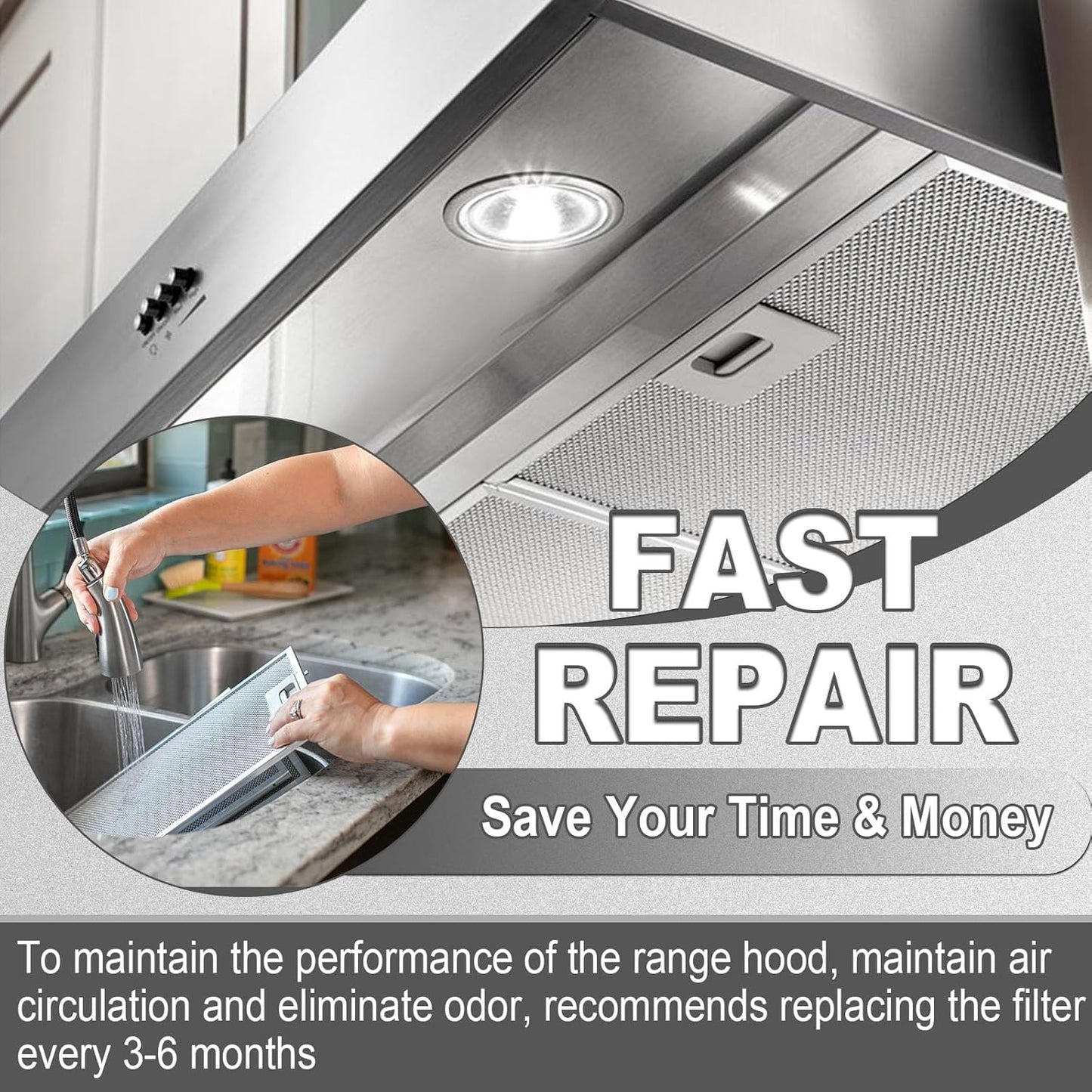 𝑼𝒑𝒅𝒂𝒕𝒆𝒅 W10169961A Aluminum Range Hood Filters Replacement 3 Pack 10.5 x 12 Inch by Wadoy, 3-Layer Aluminum Mesh Range Hood Filter Metal Slip Joints Compatible with Whirl-pooll