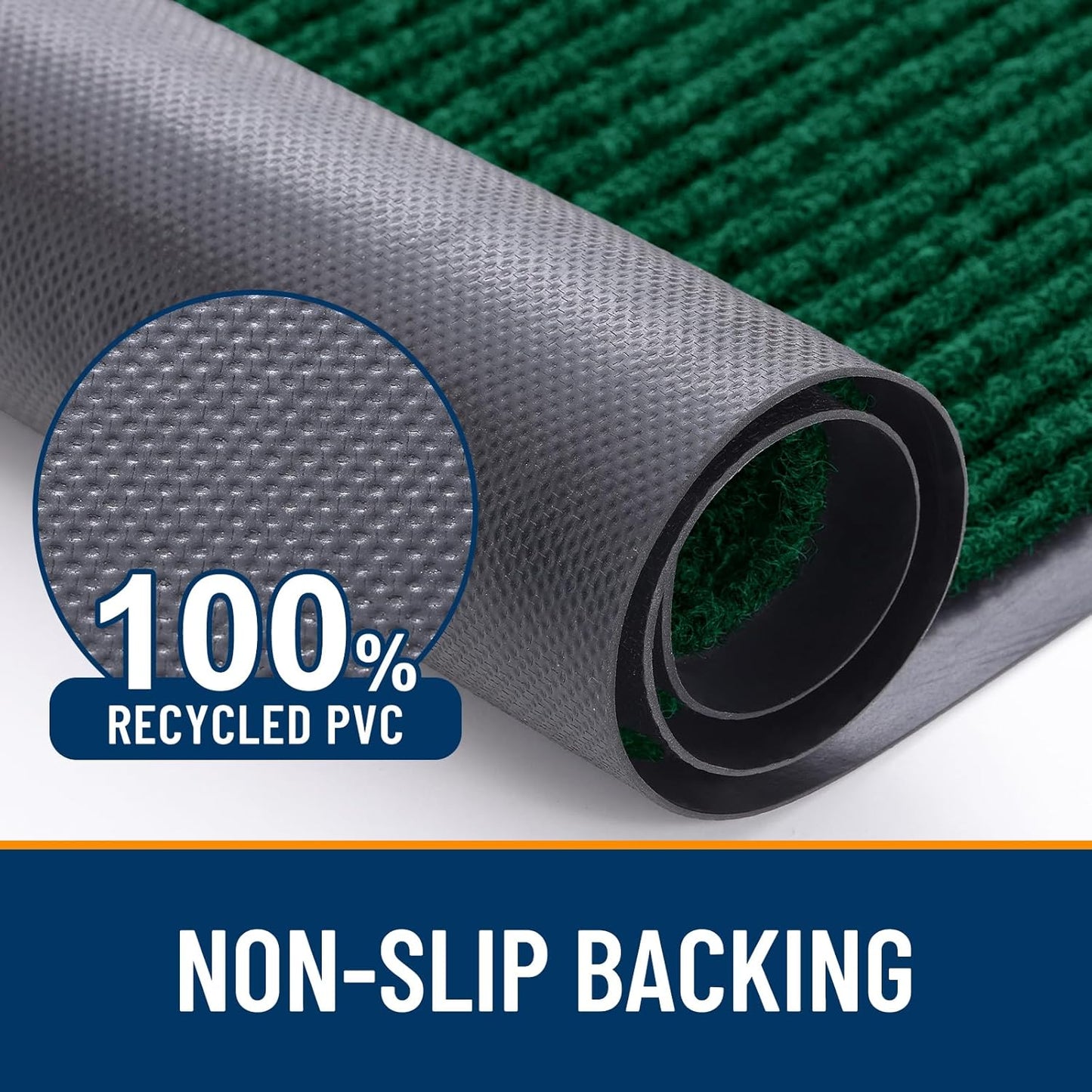 OLANLY Front Door Mat Indoor Outdoor Entrance, Waterproof Heavy Duty Doormat, Fade Resistant, Low Profile, Easy Clean Patio Porch Welcome Floor Mats for Entry, 59x23, Green