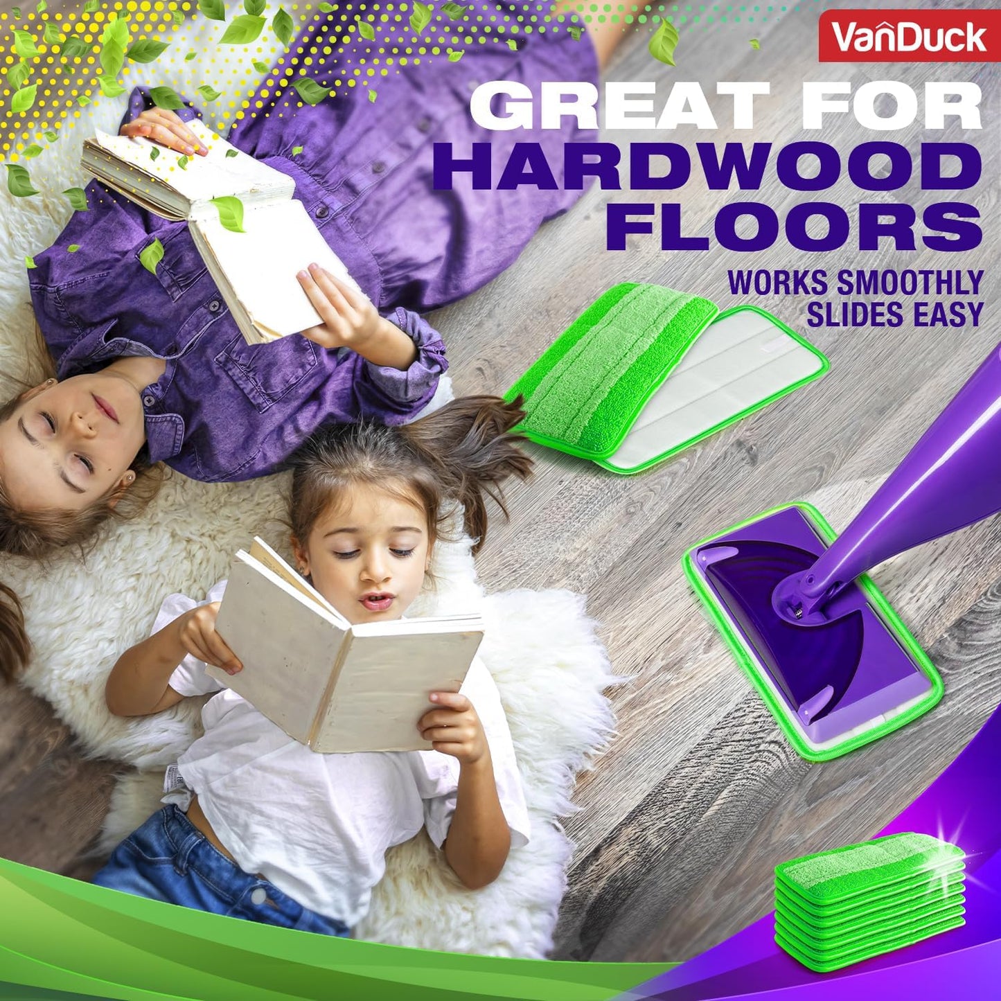 VanDuck Reusable Mop Pads Compatible with Swiffer WetJet (4 Pack) - Microfiber Mop Refill for Wet Mopping Cloths - Hardwood Floor Cleaning Pads are Reusable Replacements