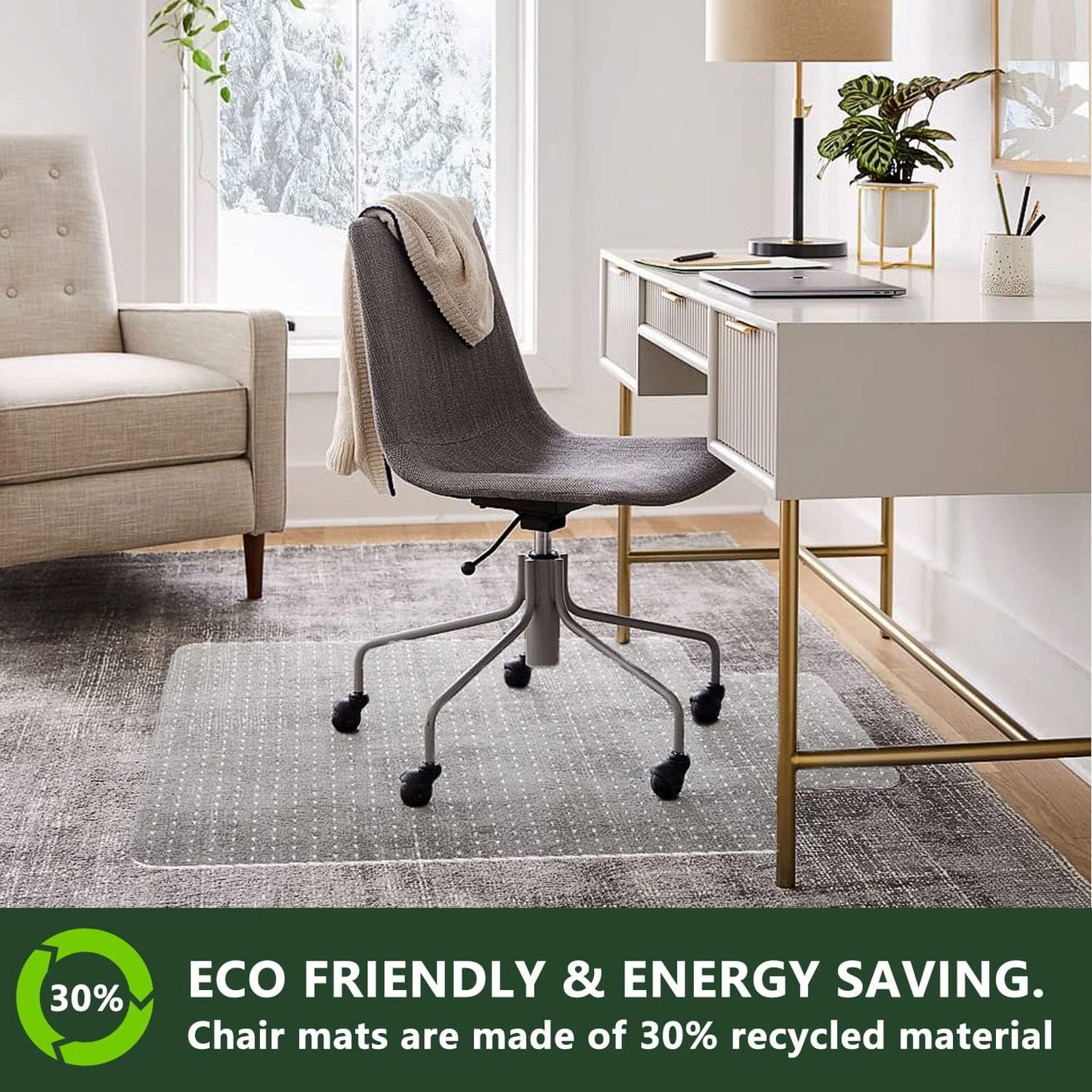 FuturHydro Office Chair Mat for Carpet, 48" x 48" Clear Office Home Floor Protector Mat, Easy Glide Computer Desk Chair Floor Mats for Hard Wood Tile Floors (Square)