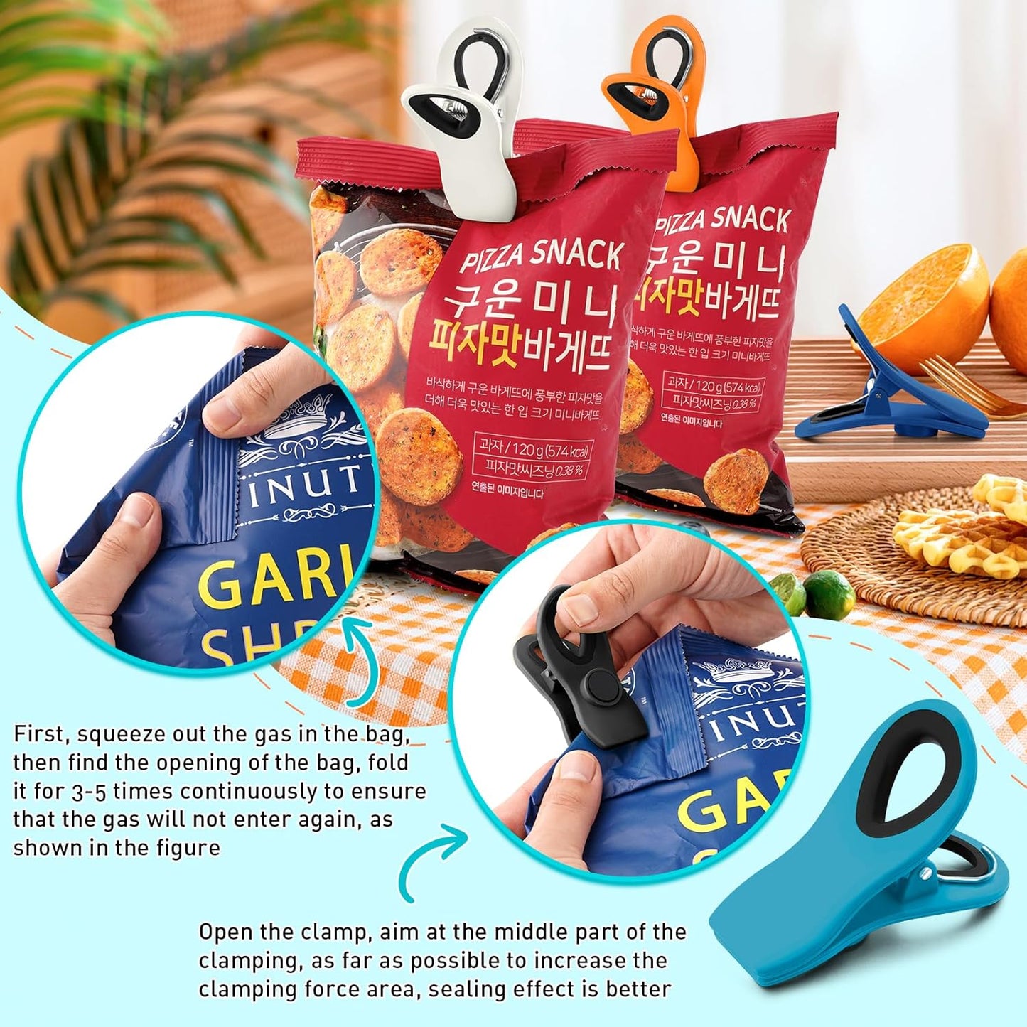 FINDMAG 24 Pack Chip Clips with Magnets – Multicolor Plastic Bag Clips for Food Storage, Snack Bags, and Refrigerator Organization (Classic Essentials)